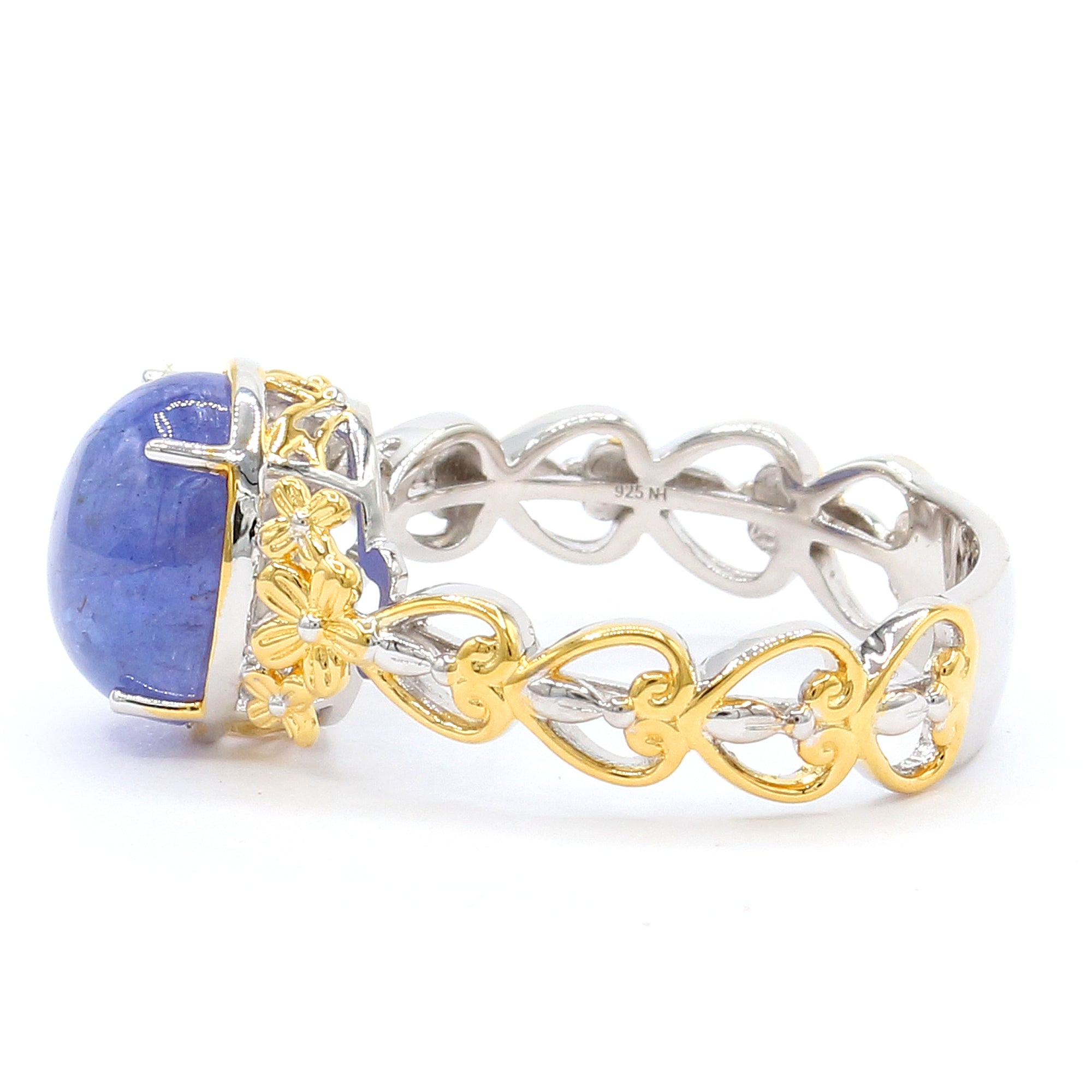 Gems en Vogue 24K Palladium Silver Tanzanite Flower Ring