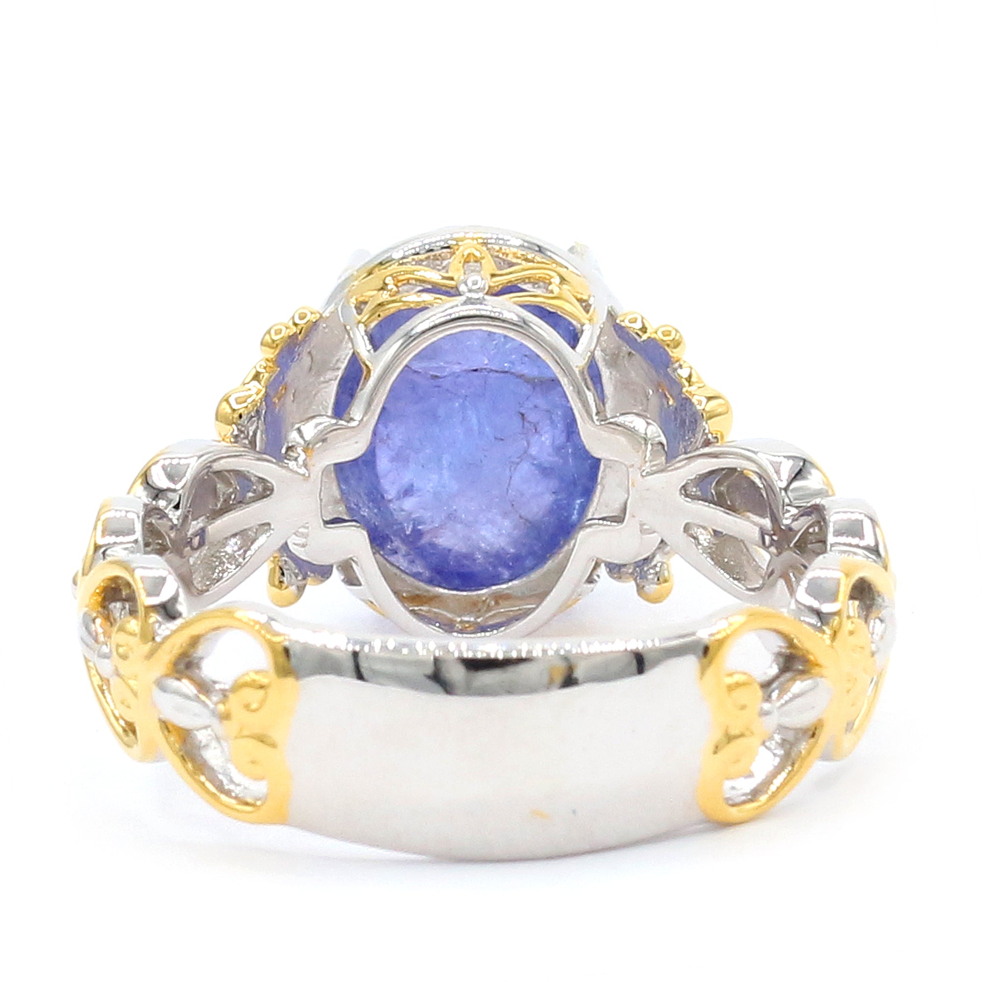 Gems en Vogue 24K Palladium Silver Tanzanite Flower Ring
