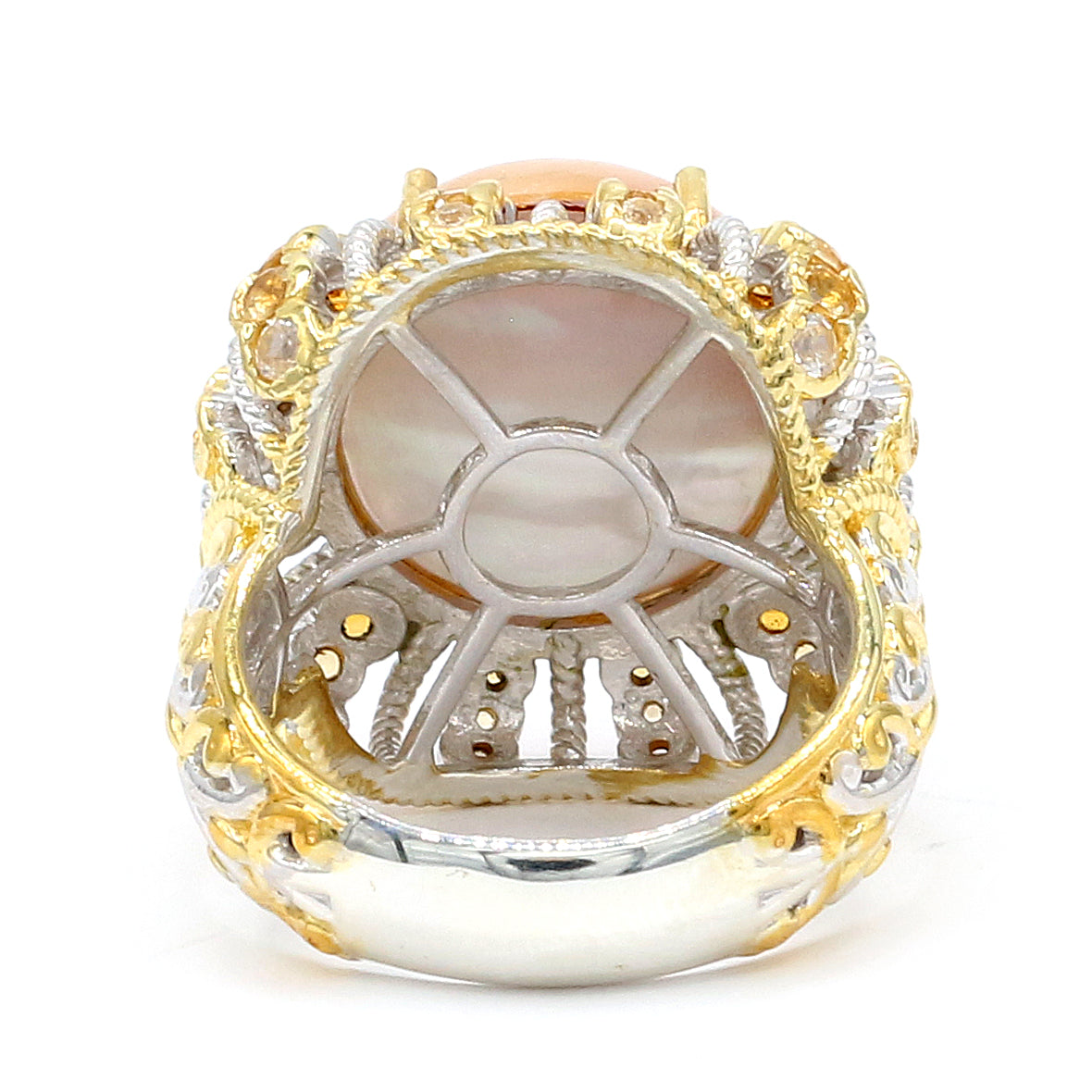 Gems en Vogue 24K Palladium Silver Golden Mabe Pearl & Citrine Ring
