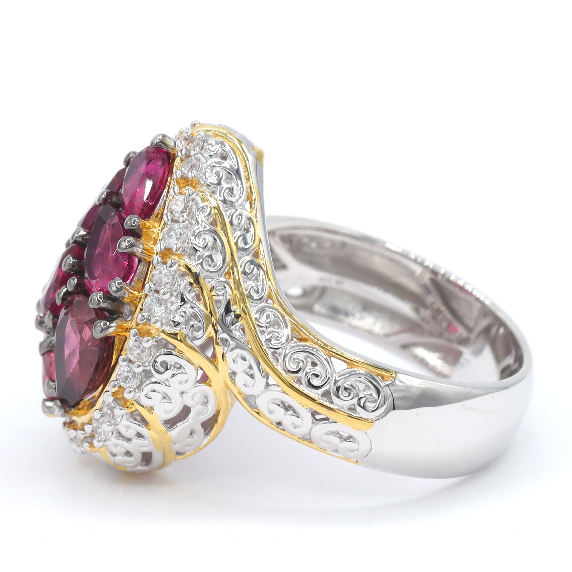 Bague Gems en Vogue en rubellite taille coussin et zircon blanc, totalisant 1,99 ct
