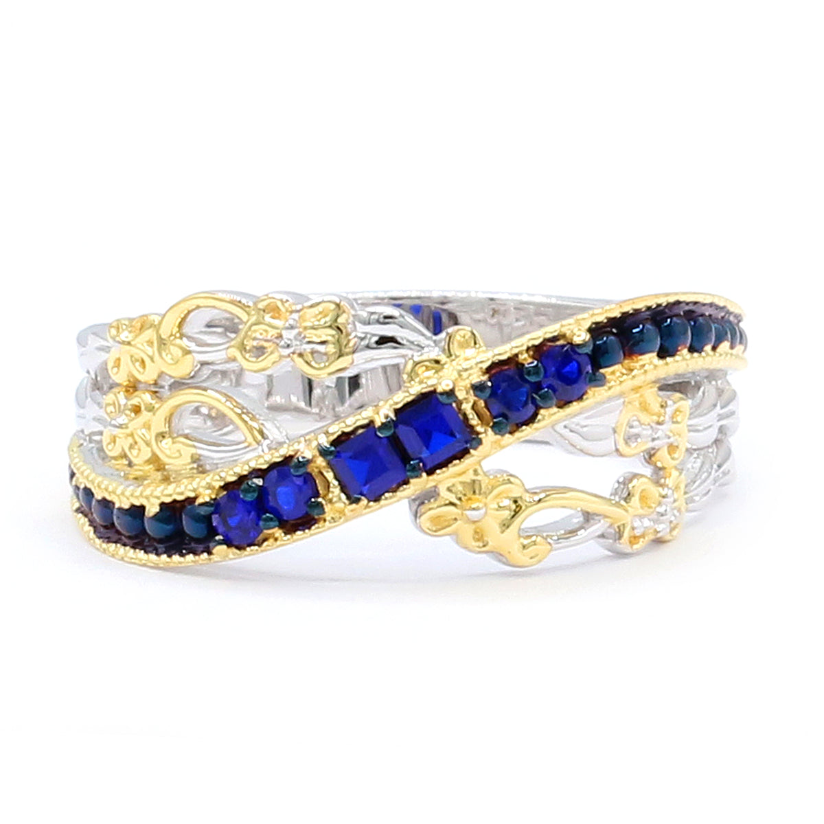 Gems en Vogue 24K Palladium Silver 0.22ctw Cobalt Blue Spinel Highway Ring