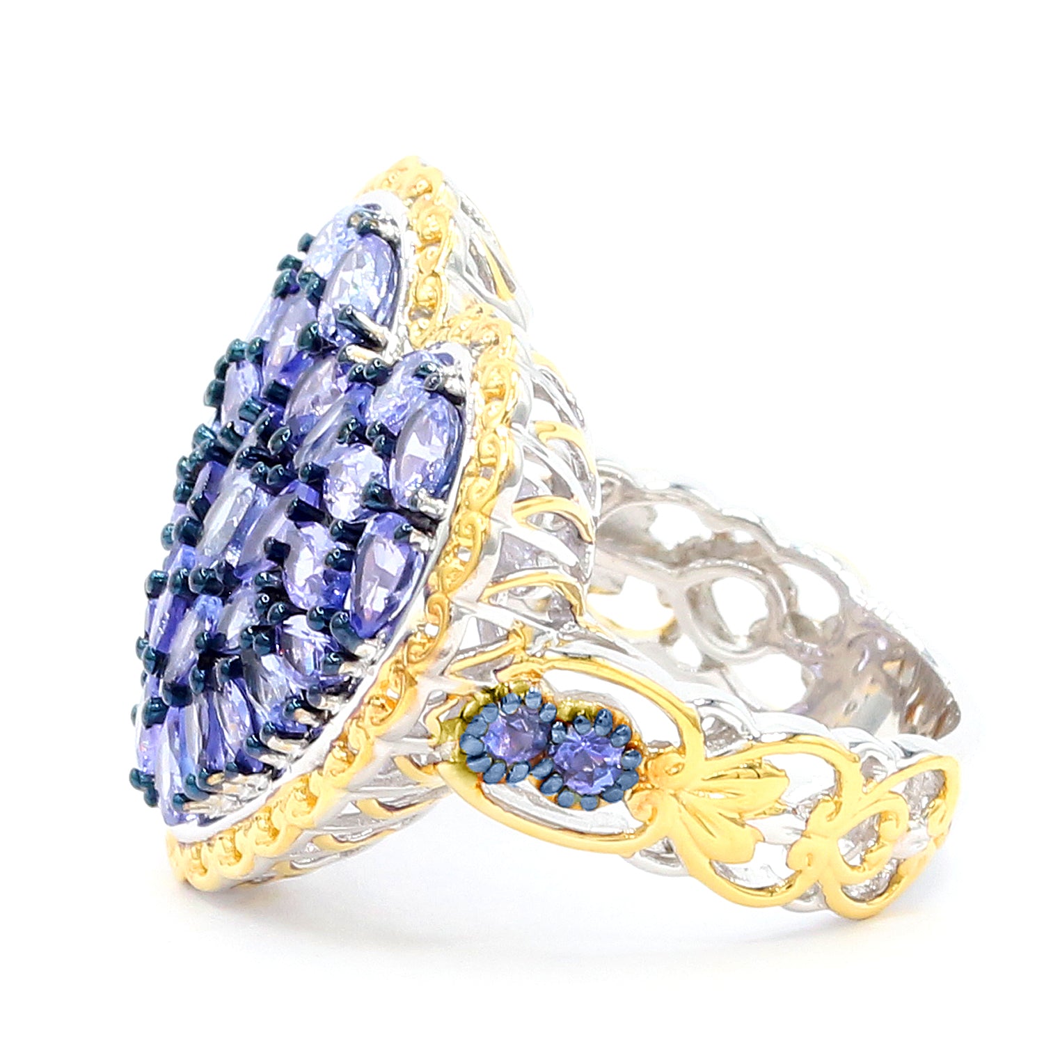 Gems en Vogue 24K Palladium Silver 4.57ctw Tanzanite Heart Ring