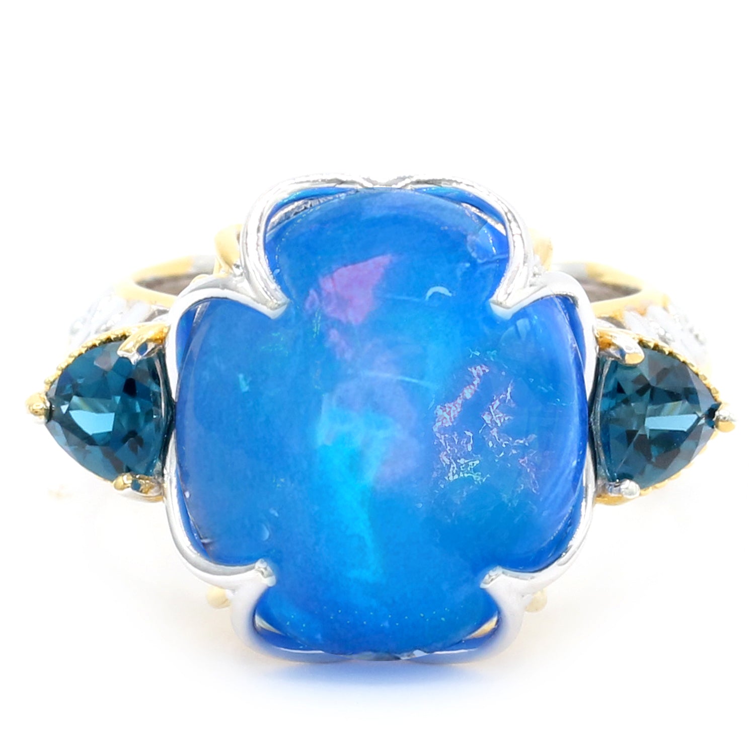 Couture Gems One-of-a-Kind 9.50ctw Paraiba Opal & London Blue Topaz Ring