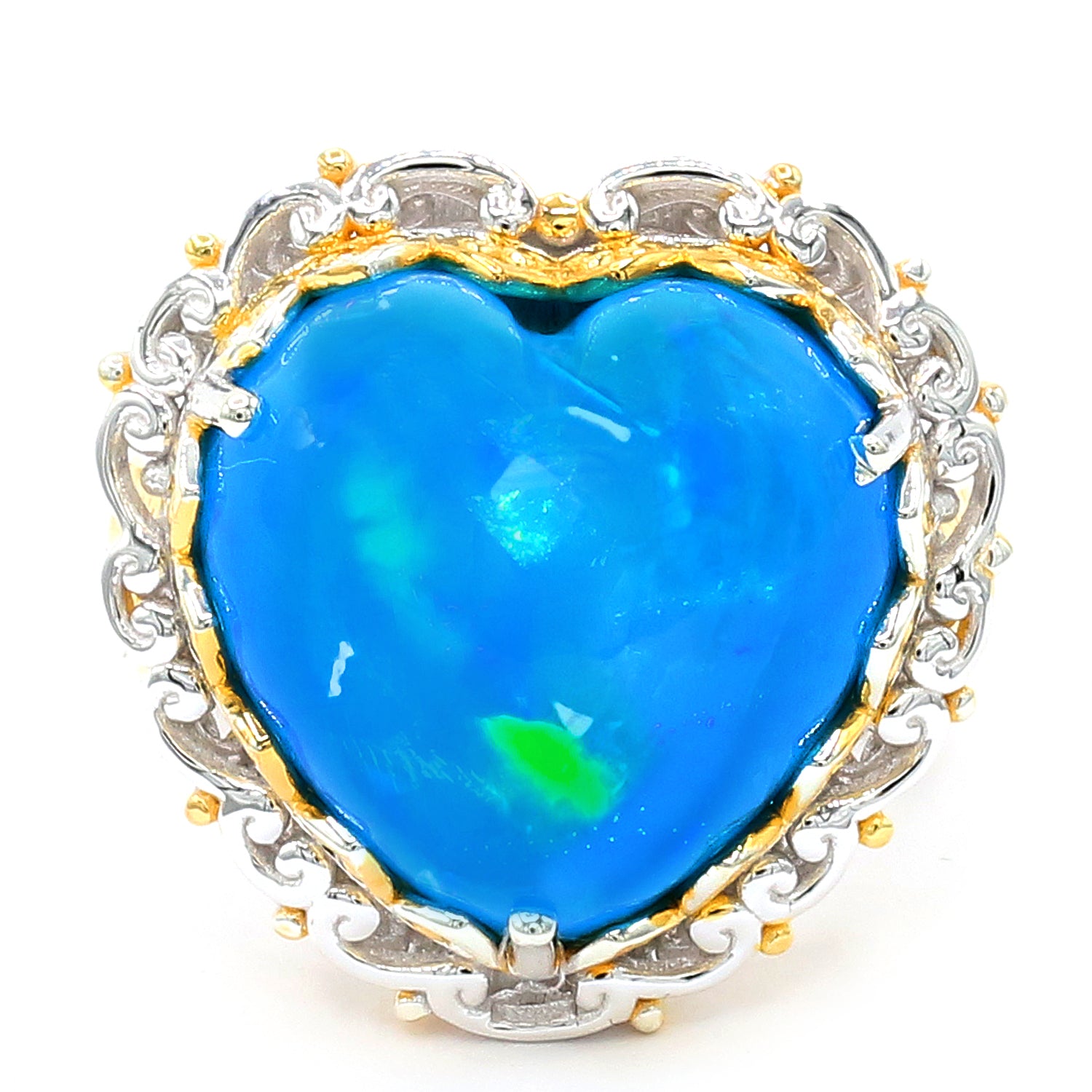 Couture Gems One-of-a-Kind 13.54ctw Paraiba Opal Heart Ring