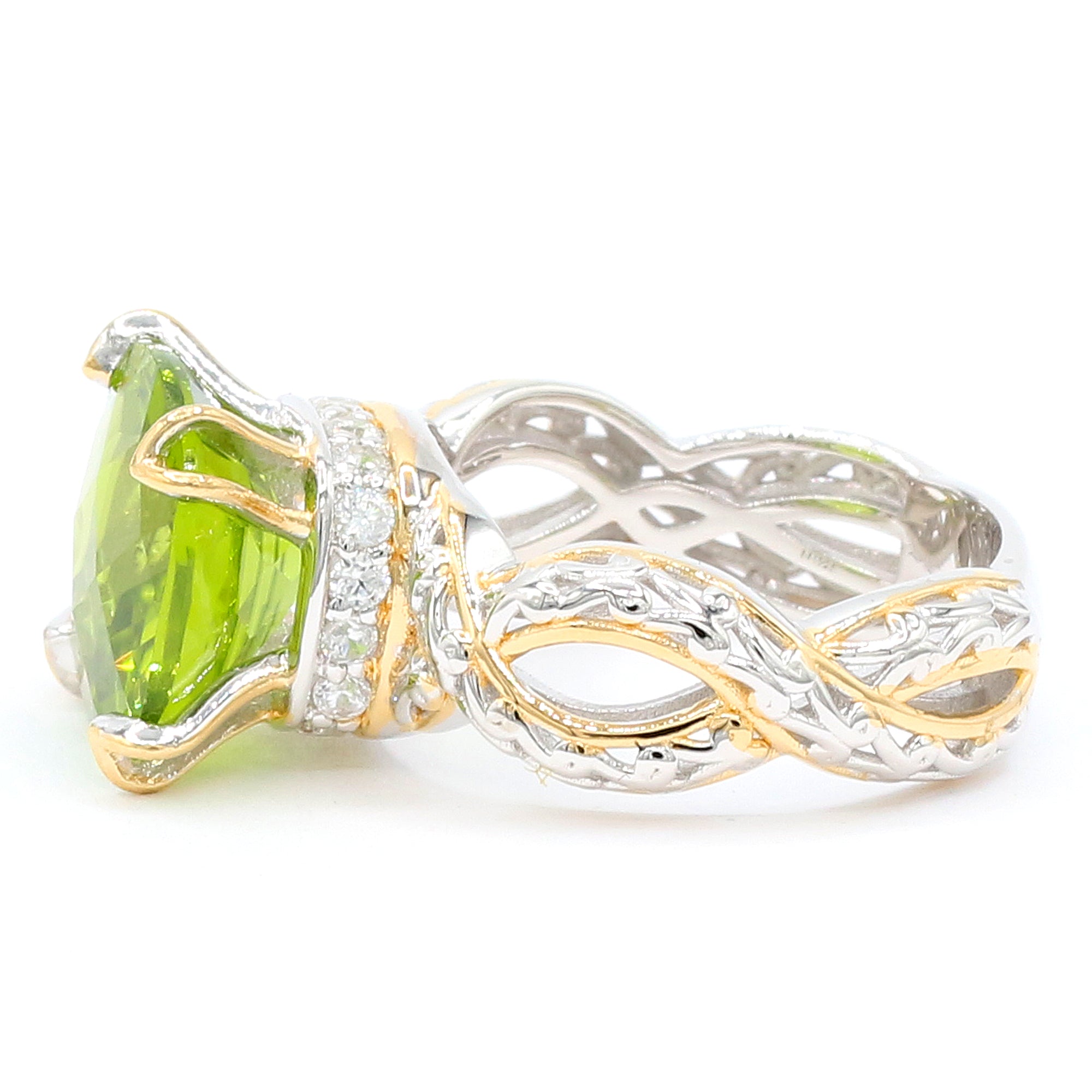 Couture Gems 7.92ctw Peridot & White Zircon Ring