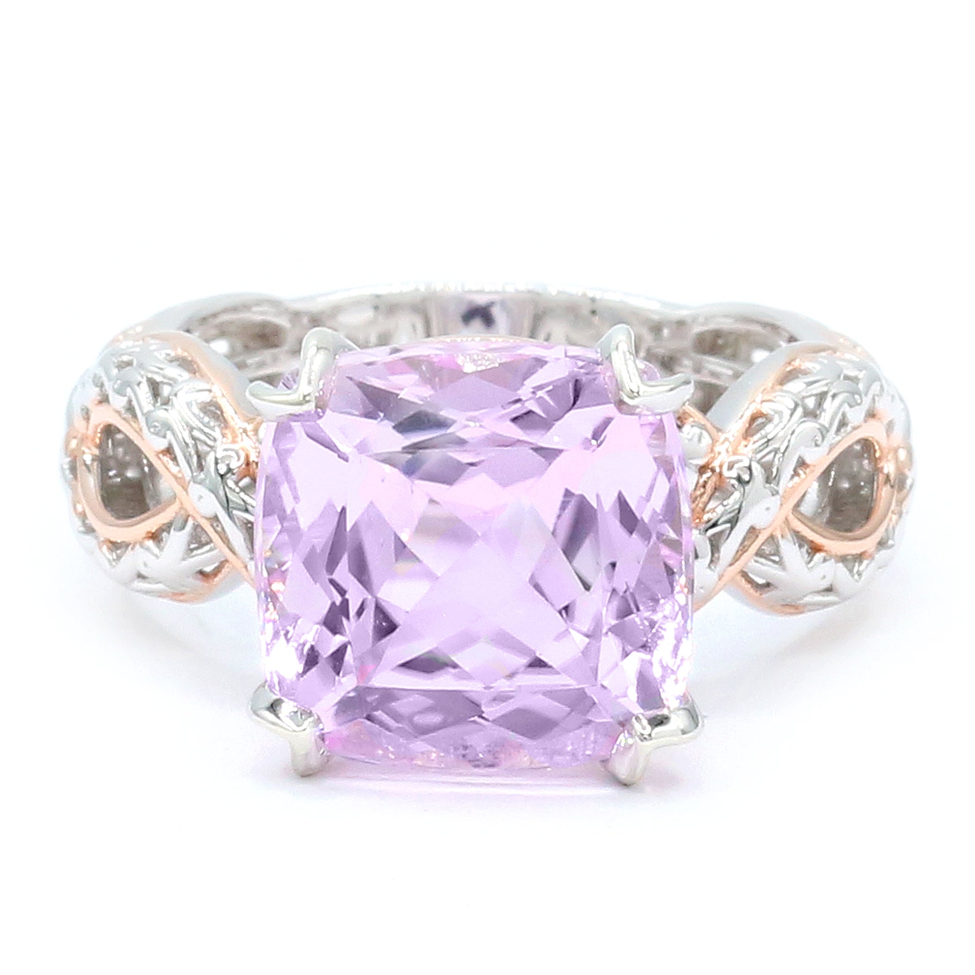Gems en Vogue One-of-a-Kind 18K Palladium Silver 8.91ctw Pastel Kunzite & White Zircon Ring
