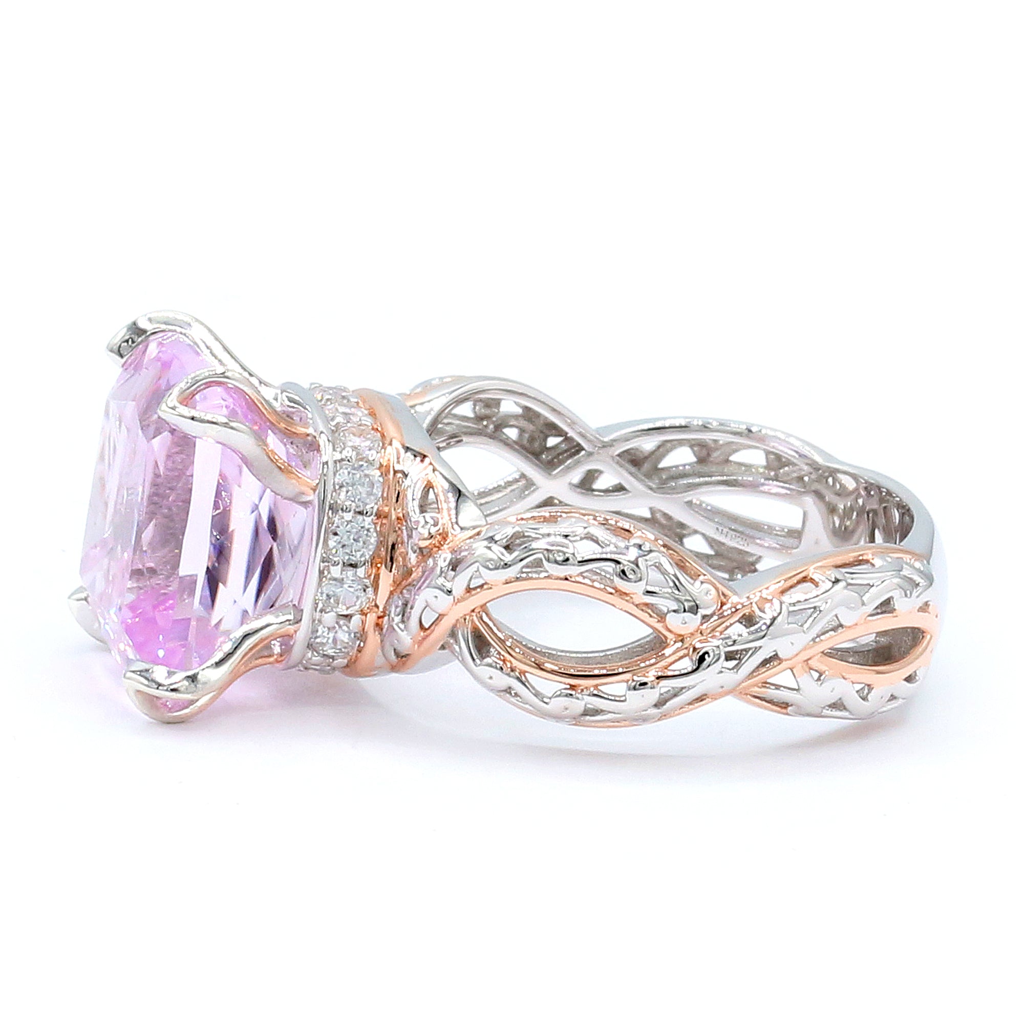 Gems en Vogue One-of-a-Kind 18K Palladium Silver 8.91ctw Pastel Kunzite & White Zircon Ring