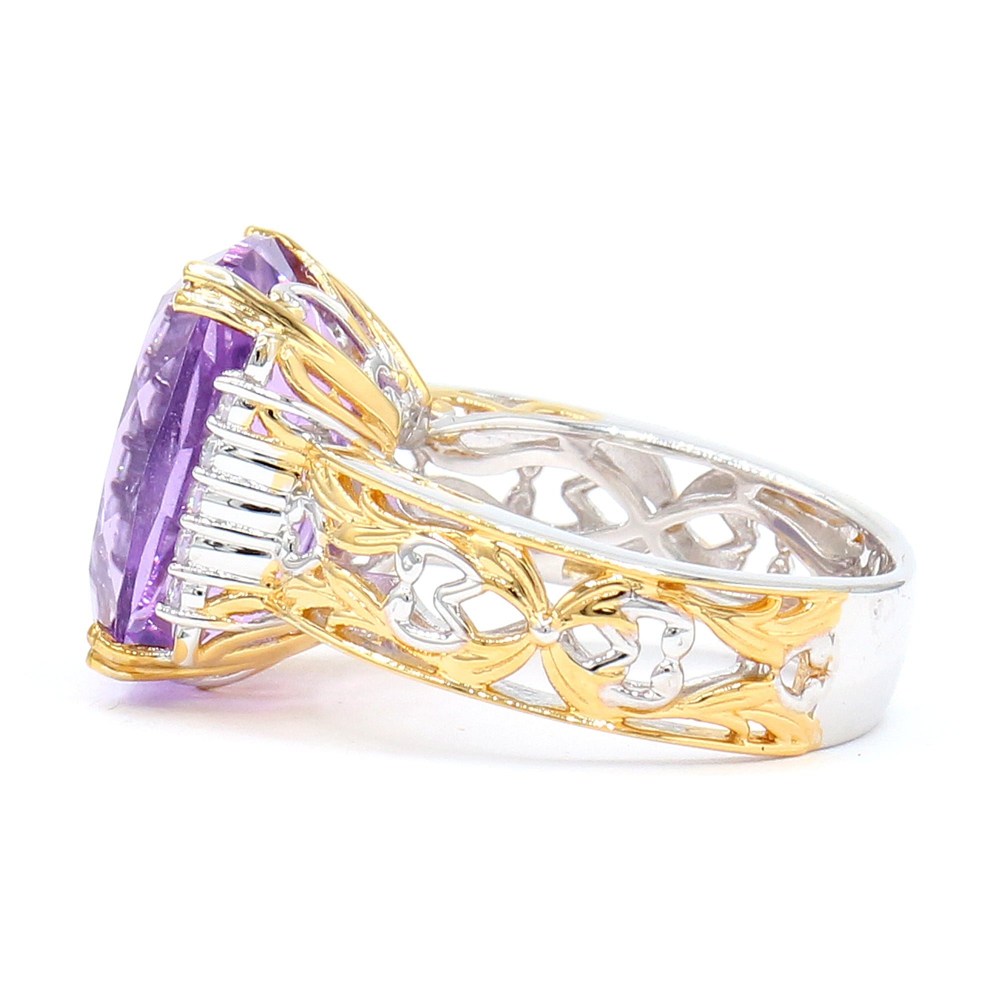 Gems en Vogue 24K Palladium Silver 8.72ctw Pink Amethyst & White Zircon Ring