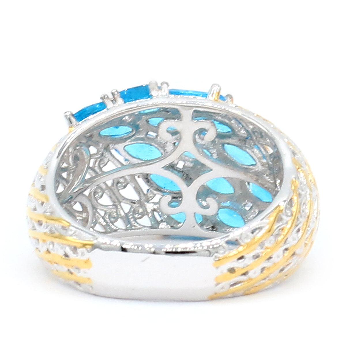 Gems en Vogue 24K Palladium Silver 2.25ctw Neon Apatite Ring