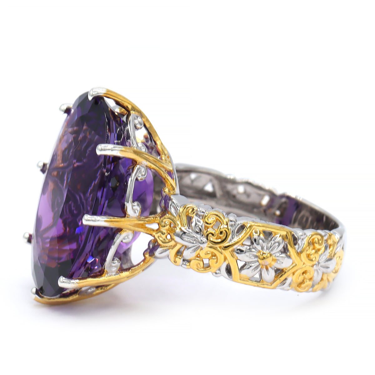 Gems en Vogue One-of-a-Kind 24K Palladium Silver 16.00ctw Namibian Amethyst Ring