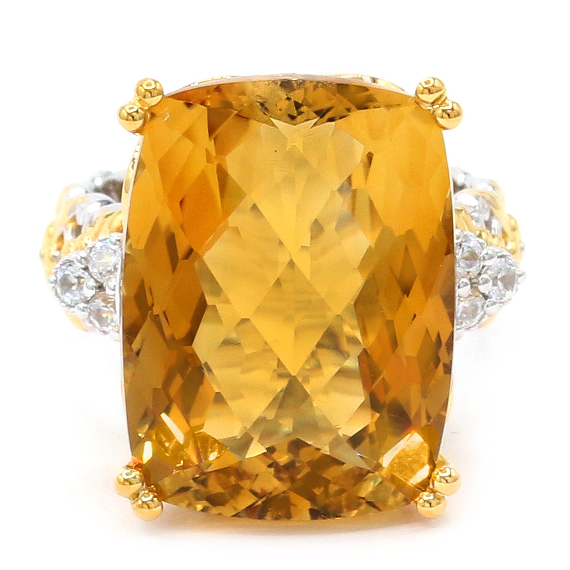 Gems en Vogue 24K Palladium Silver 20.62ctw Citrine & White Zircon Honker Ring