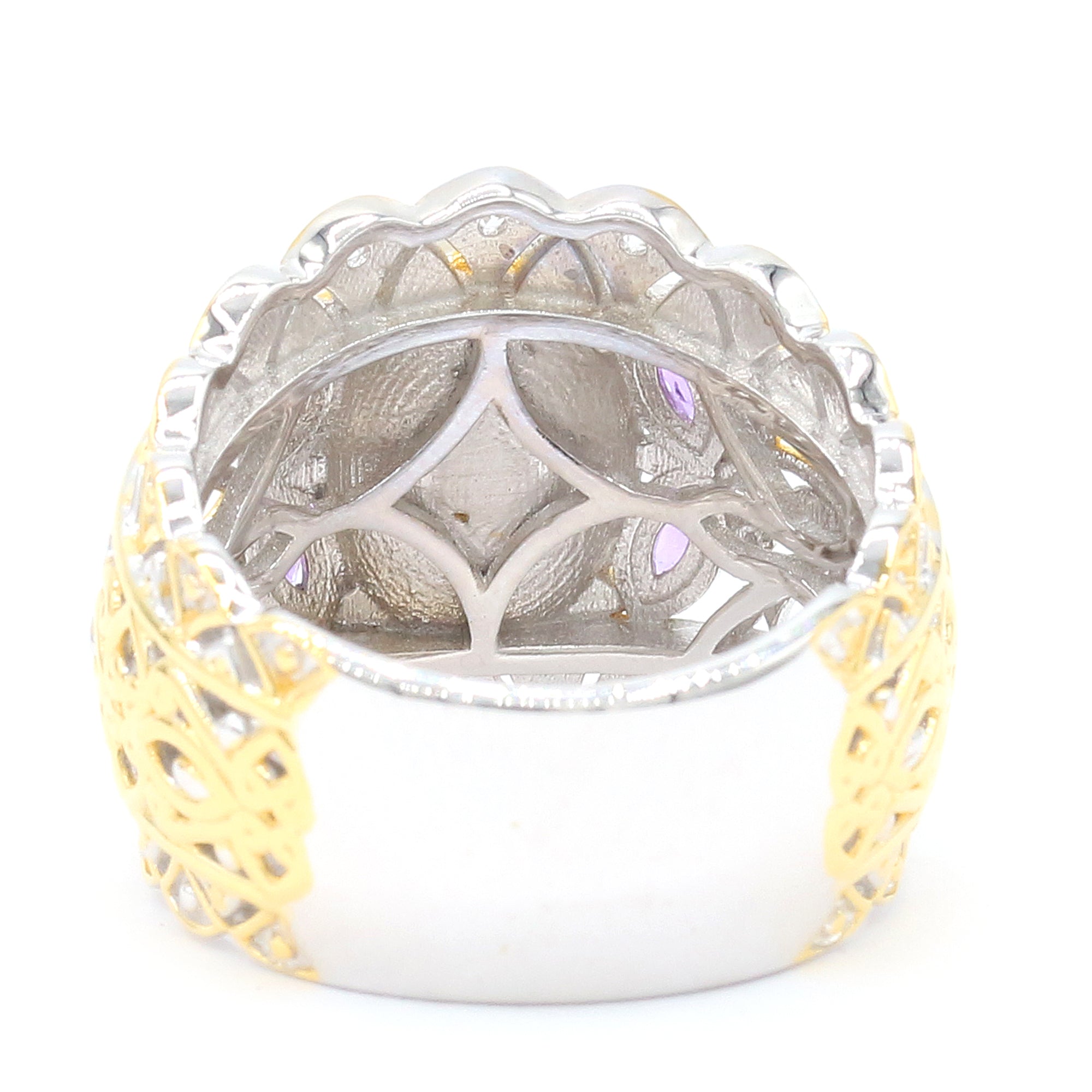 Gems en Vogue 24K Palladium Silver 3.01ctw Ethiopian Opal, Amethyst & Zircon Ring