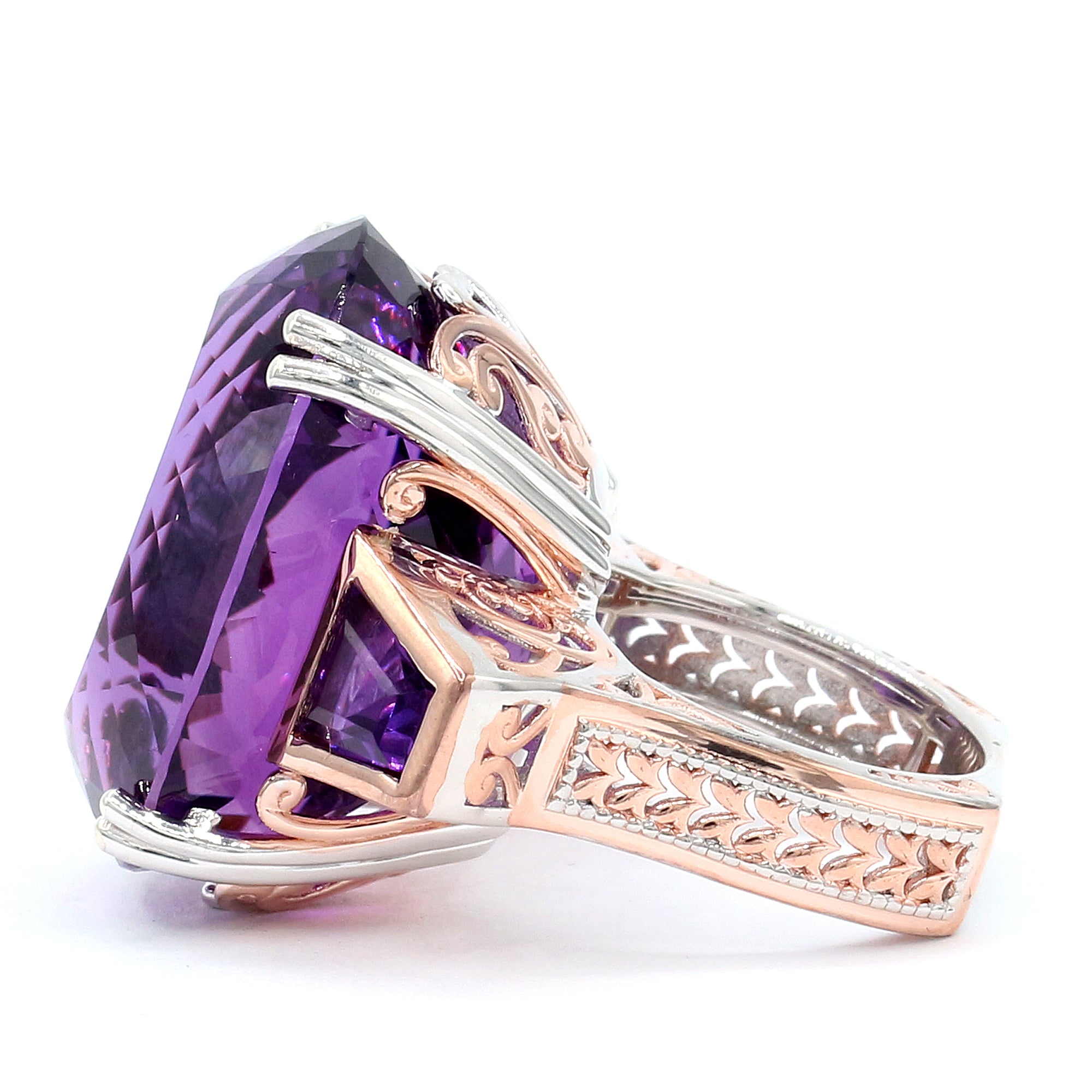 Couture Gems One-of-a-Kind 18K Palladium Silver 66.84ctw Tanzanian Amethyst Honker Ring