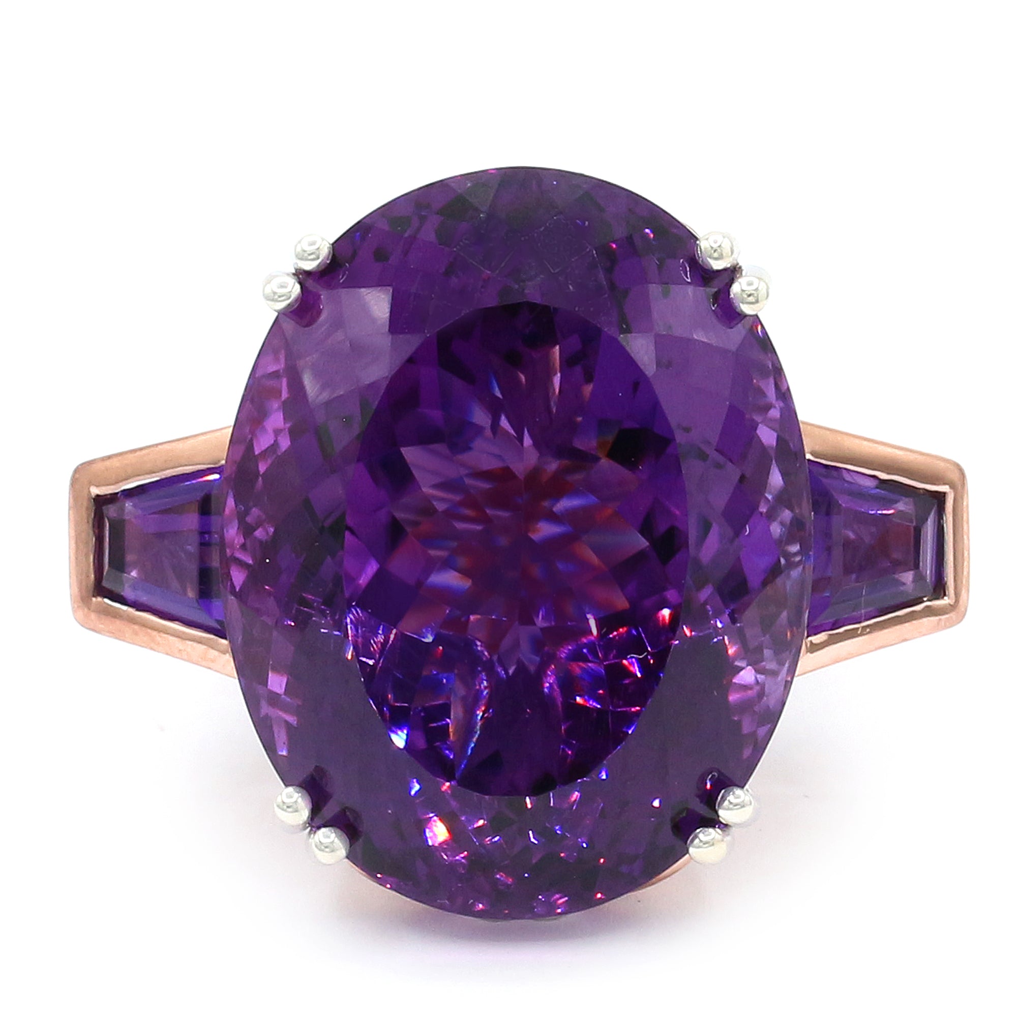 Couture Gems One-of-a-Kind 18K Palladium Silver 66.84ctw Tanzanian Amethyst Honker Ring