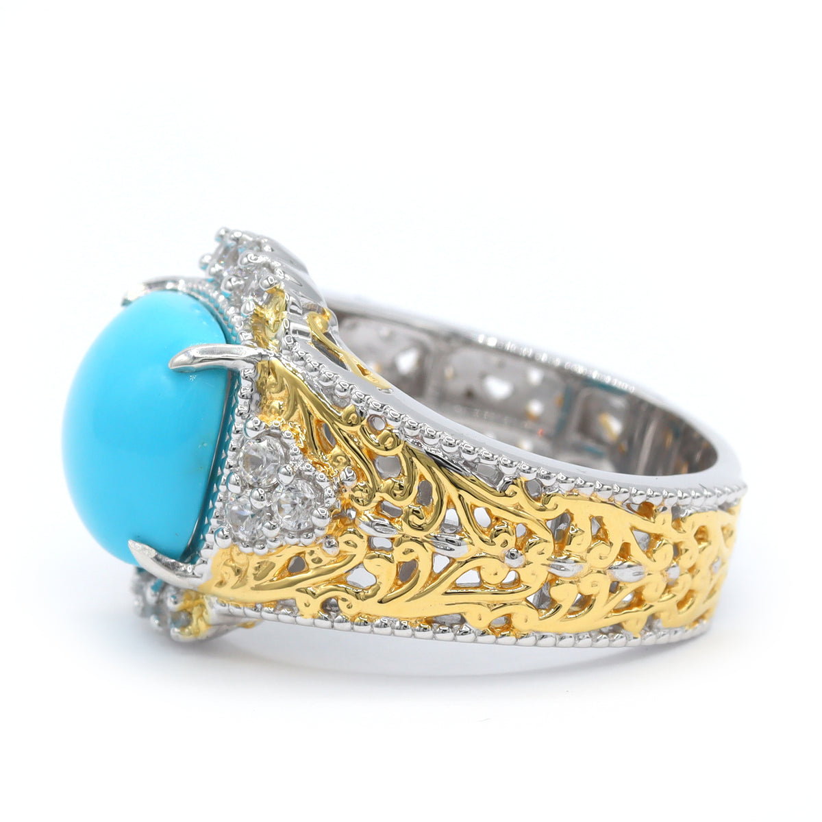 Bague Gems en Vogue en forme de poire avec turquoise Sleeping Beauty et zircon blanc