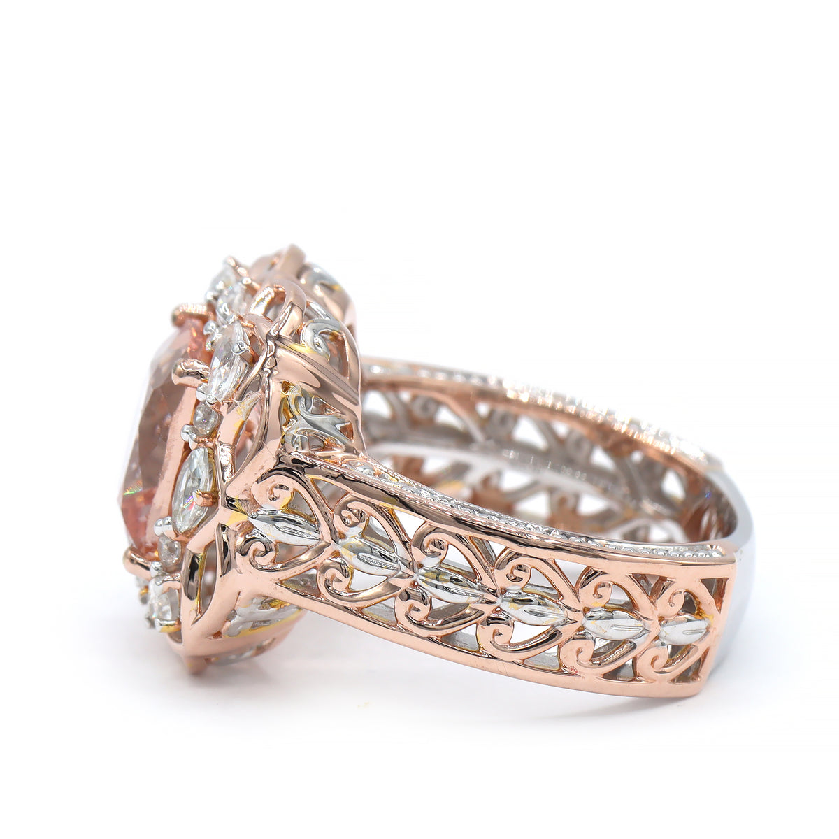 Gems en Vogue 18K Palladium Silver 4.88ctw Morganite & White Zircon Ring