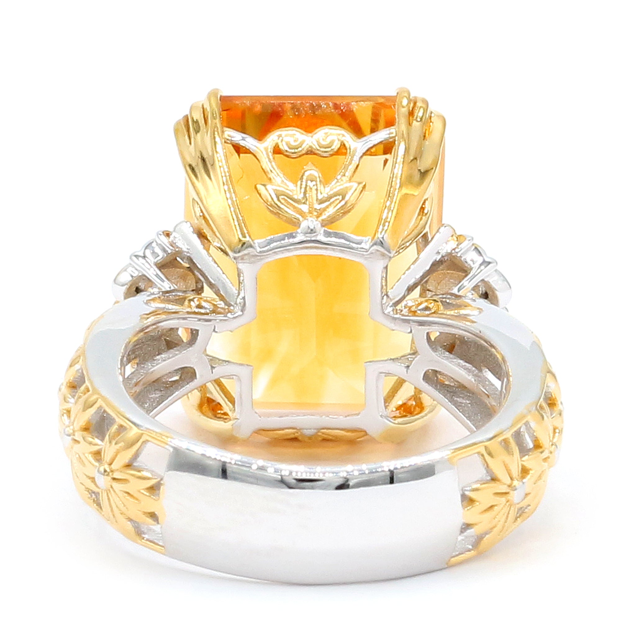 Bague Gems en Vogue en Citrine de Bolivie "Fire" 18,38 carats et Zircons Blancs