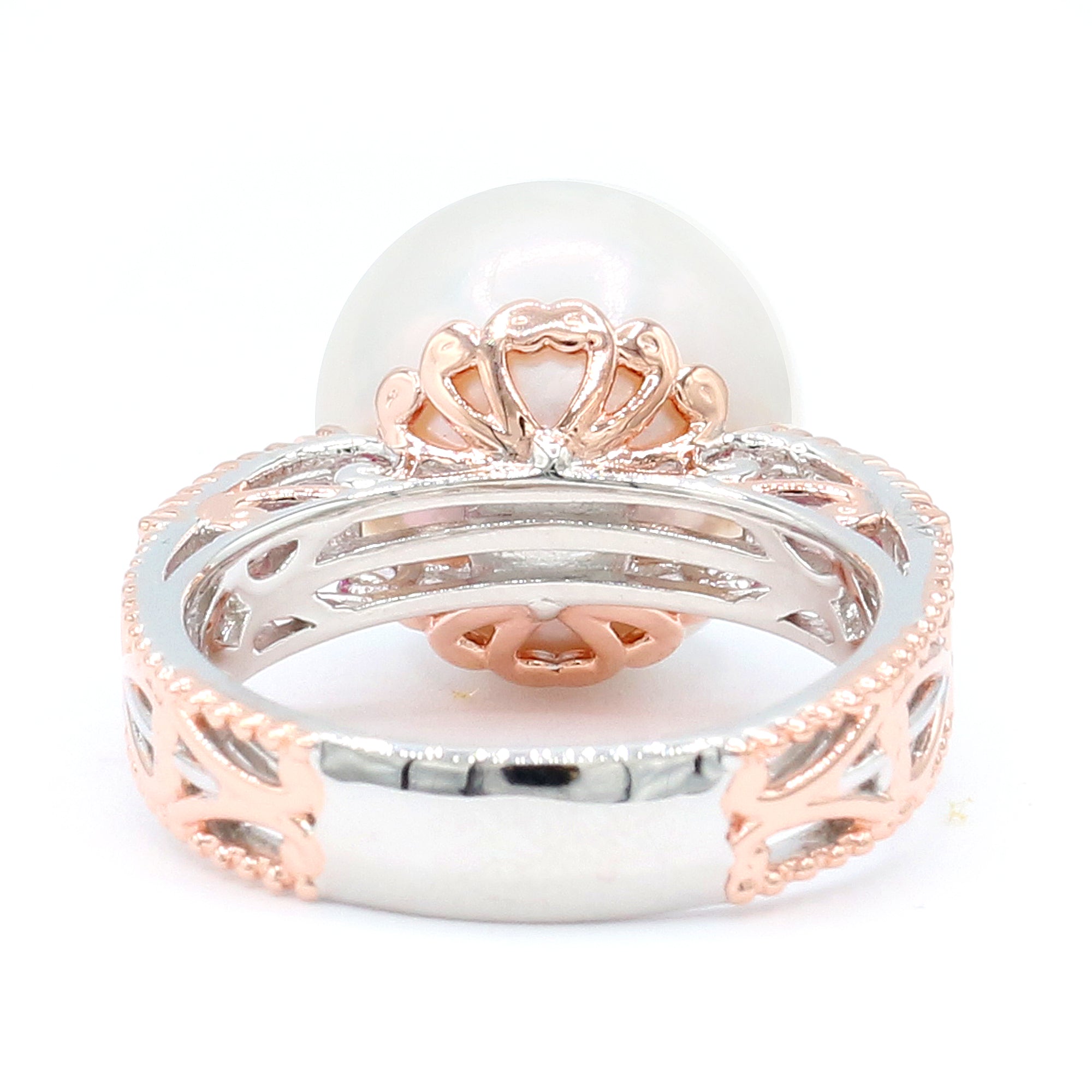 Gems en Vogue 18K Palladium Silver White Edison Pearl & Ruby Ring