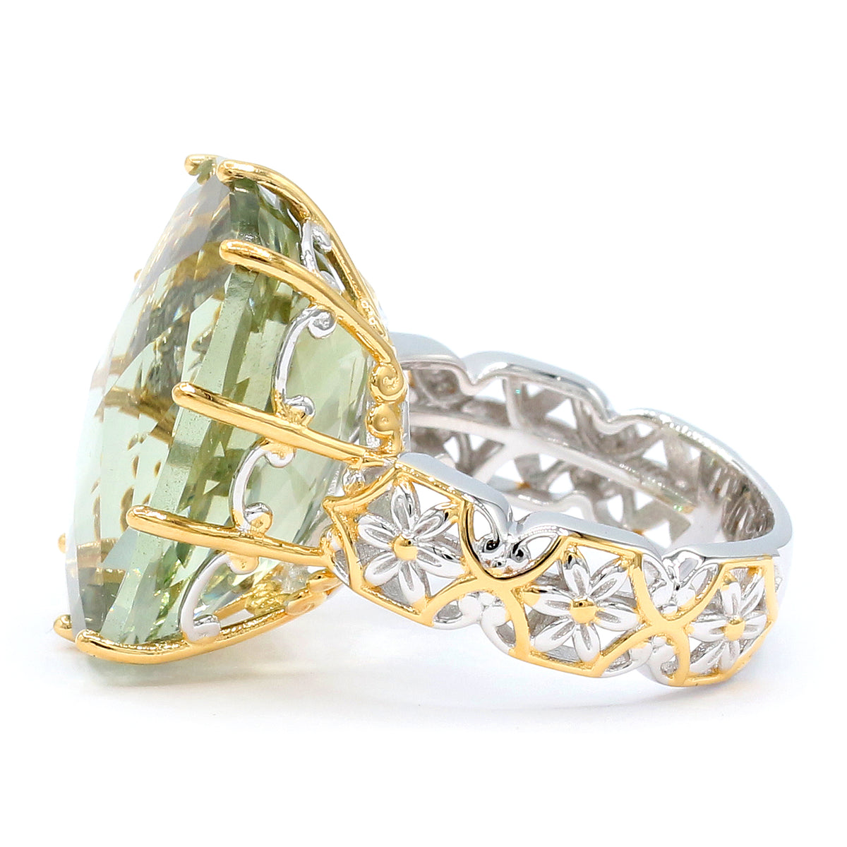 Gems en Vogue 24K Palladium Silver 17.98ctw Prasiolite Ring
