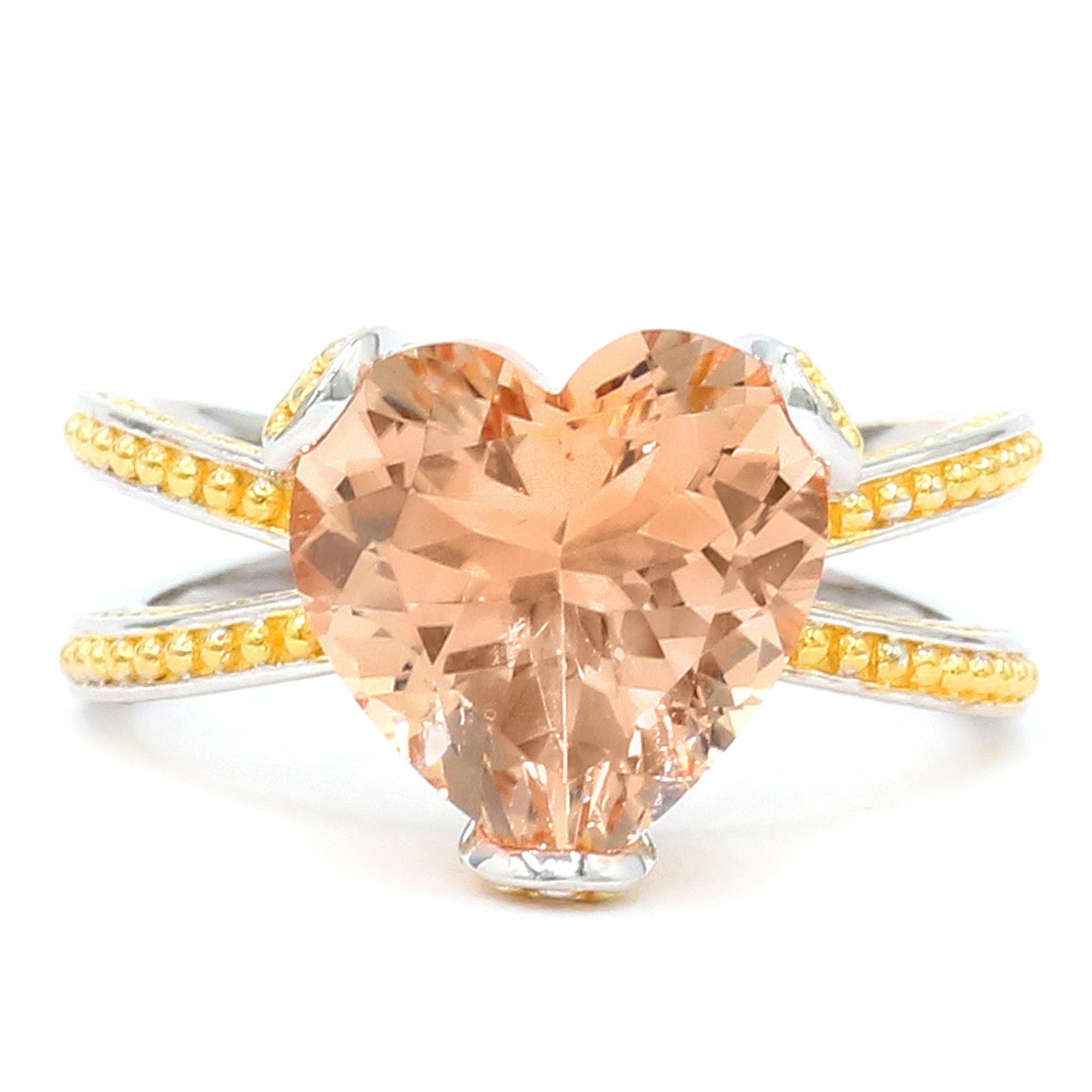 Limited Edition Gems en Vogue One-of-a-Kind 5.32ctw Heart Shape Peach Morganite Ring
