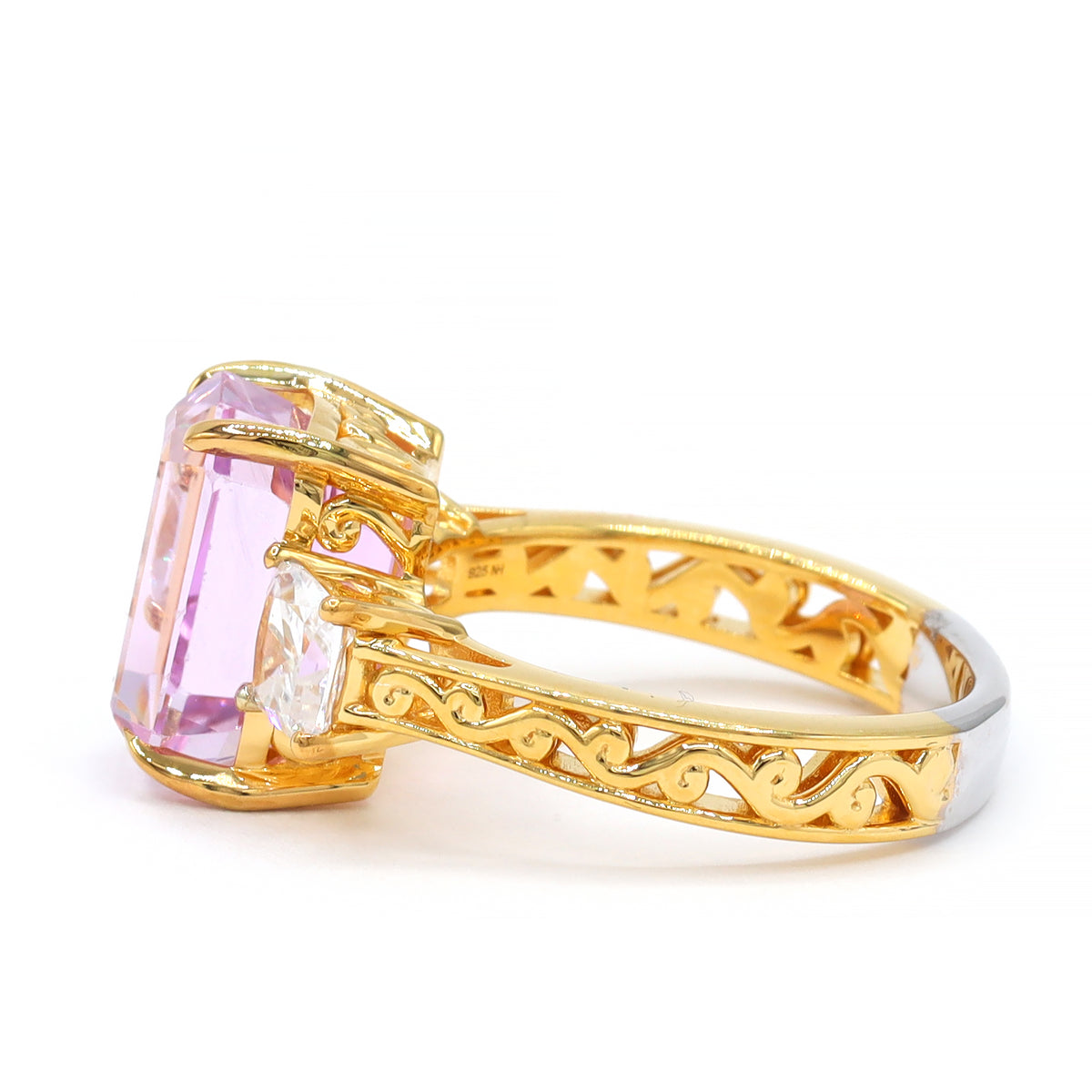 Gems en Vogue One-of-a-Kind 24K Palladium Silver 7.85ctw Pink Kunzite & White Zircon Ring