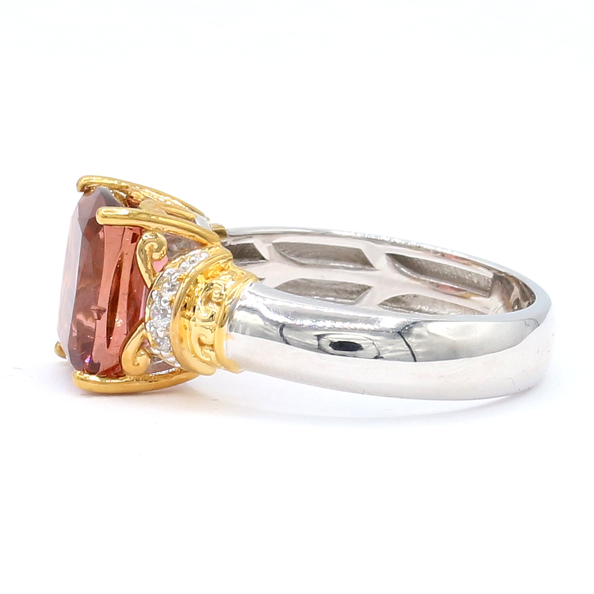 Couture Gems One-of-a-Kind 4.11ctw Sunset Tourmaline & White Zircon Ring