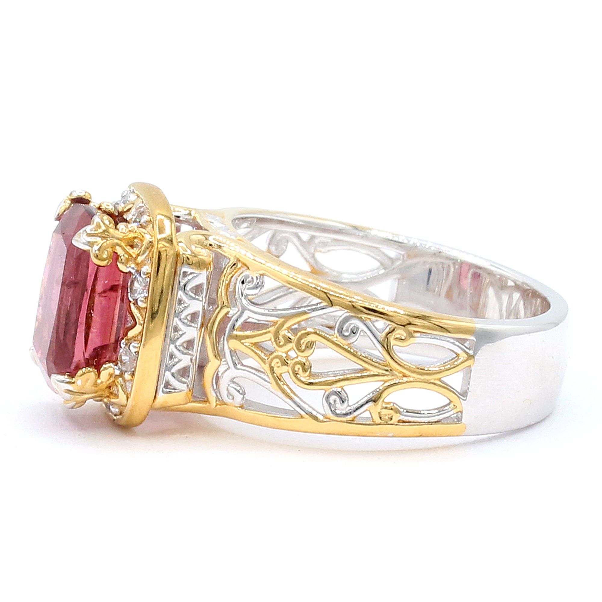 Couture Gems One-of-a-Kind 4.23ctw Sunset Tourmaline & White Zircon Ring