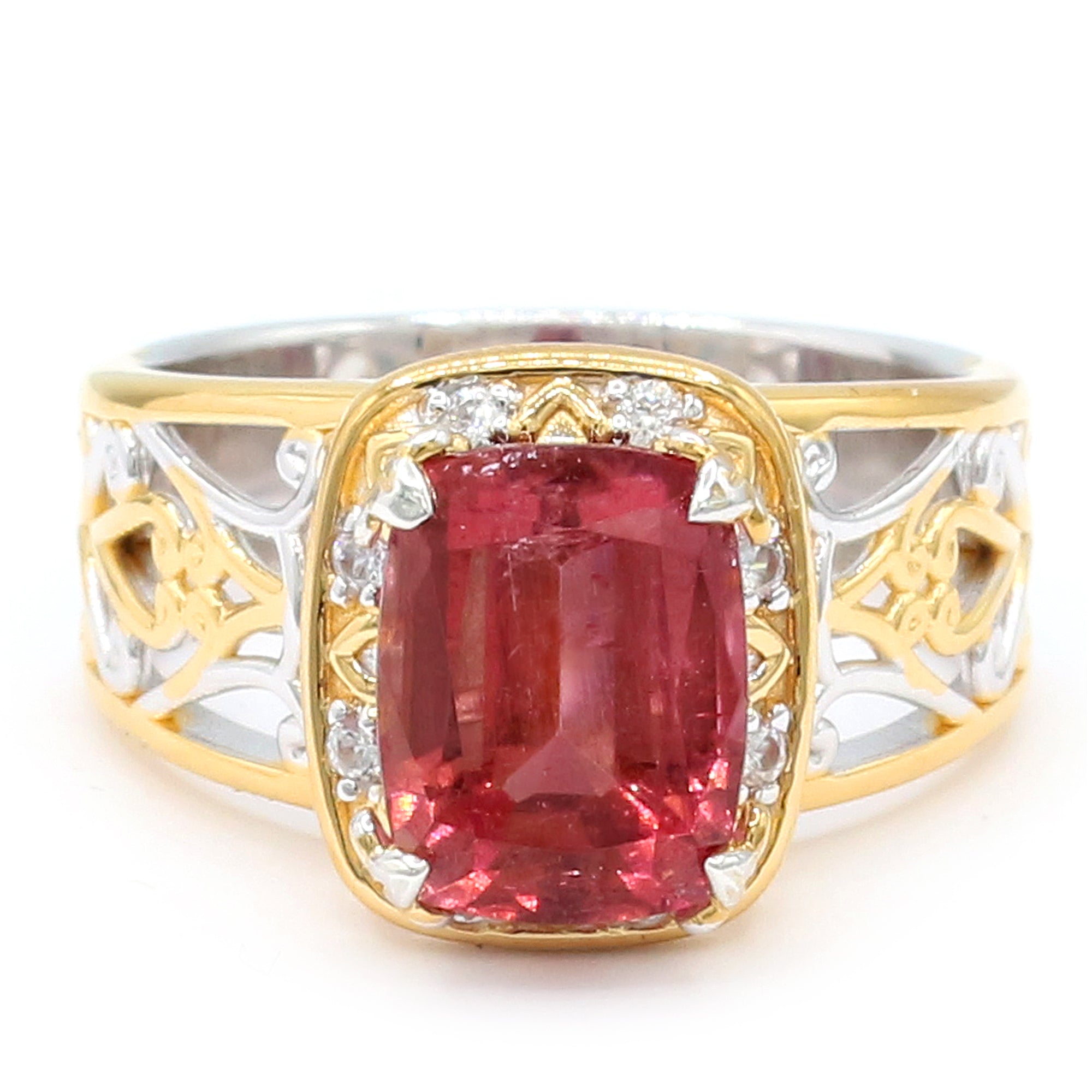 Couture Gems One-of-a-Kind 4.23ctw Sunset Tourmaline & White Zircon Ring