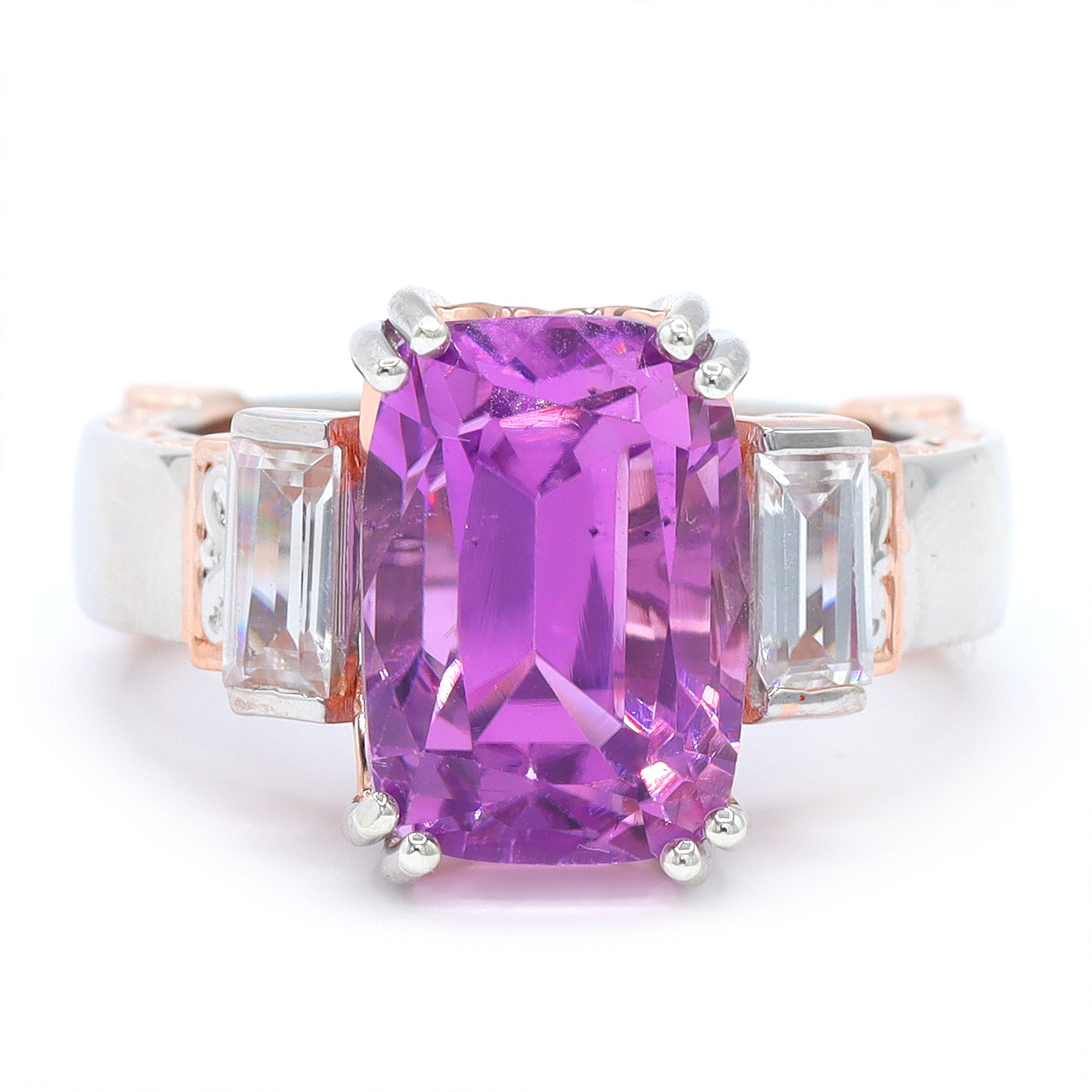 Couture Gems One-of-a-Kind 18K Palladium Silver 11.17ctw Martha Rocha 5A Kunzite & White Zircon Ring
