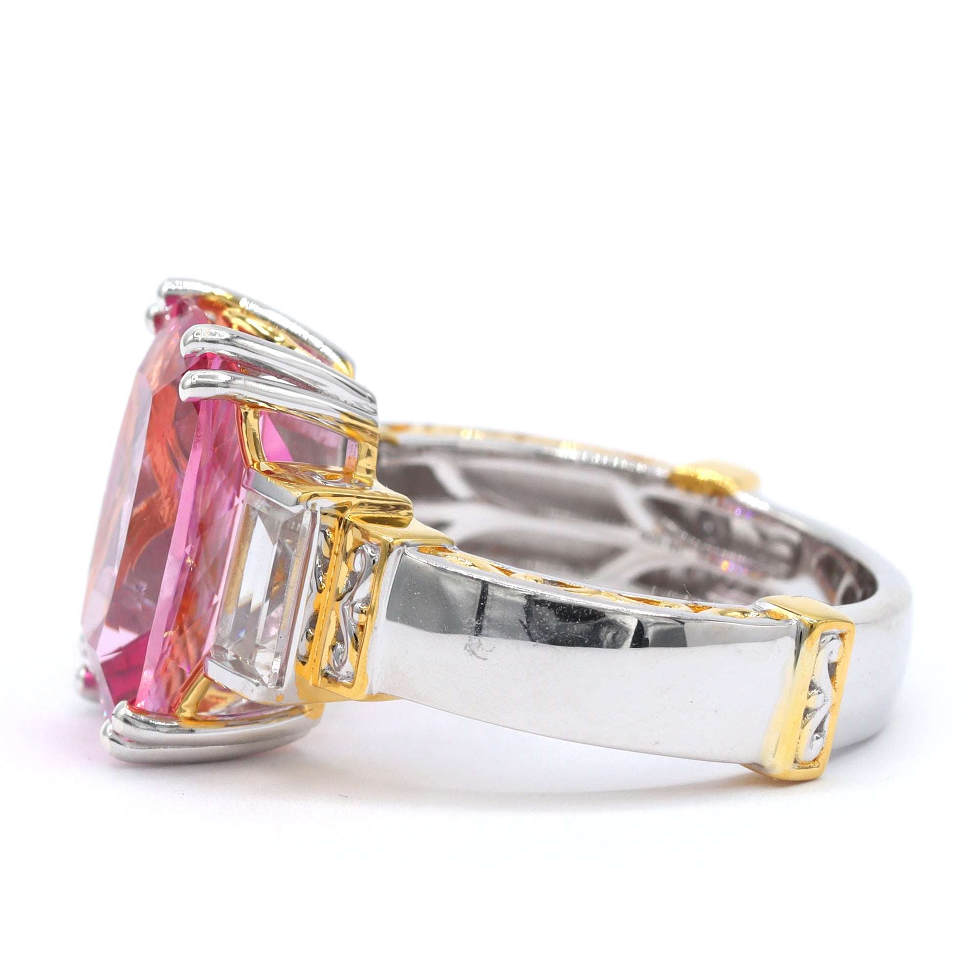 Gems en Vogue One-of-a-Kind 24K Palladium Silver 9.29ctw Pink Topaz & White Zircon Ring