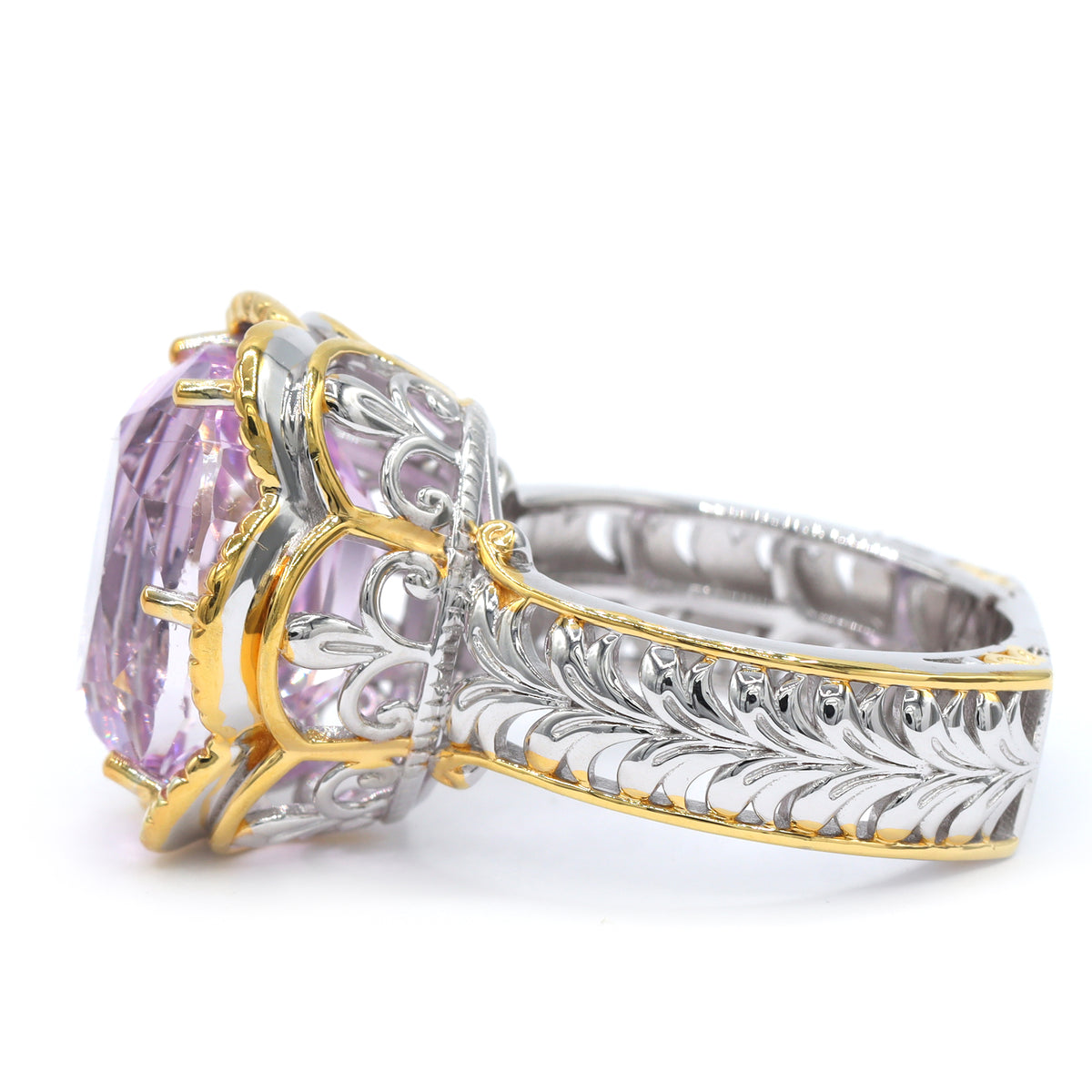 Gems en Vogue One-of-a-Kind 24K Palladium Silver 12.18ctw Pink Kunzite Ring