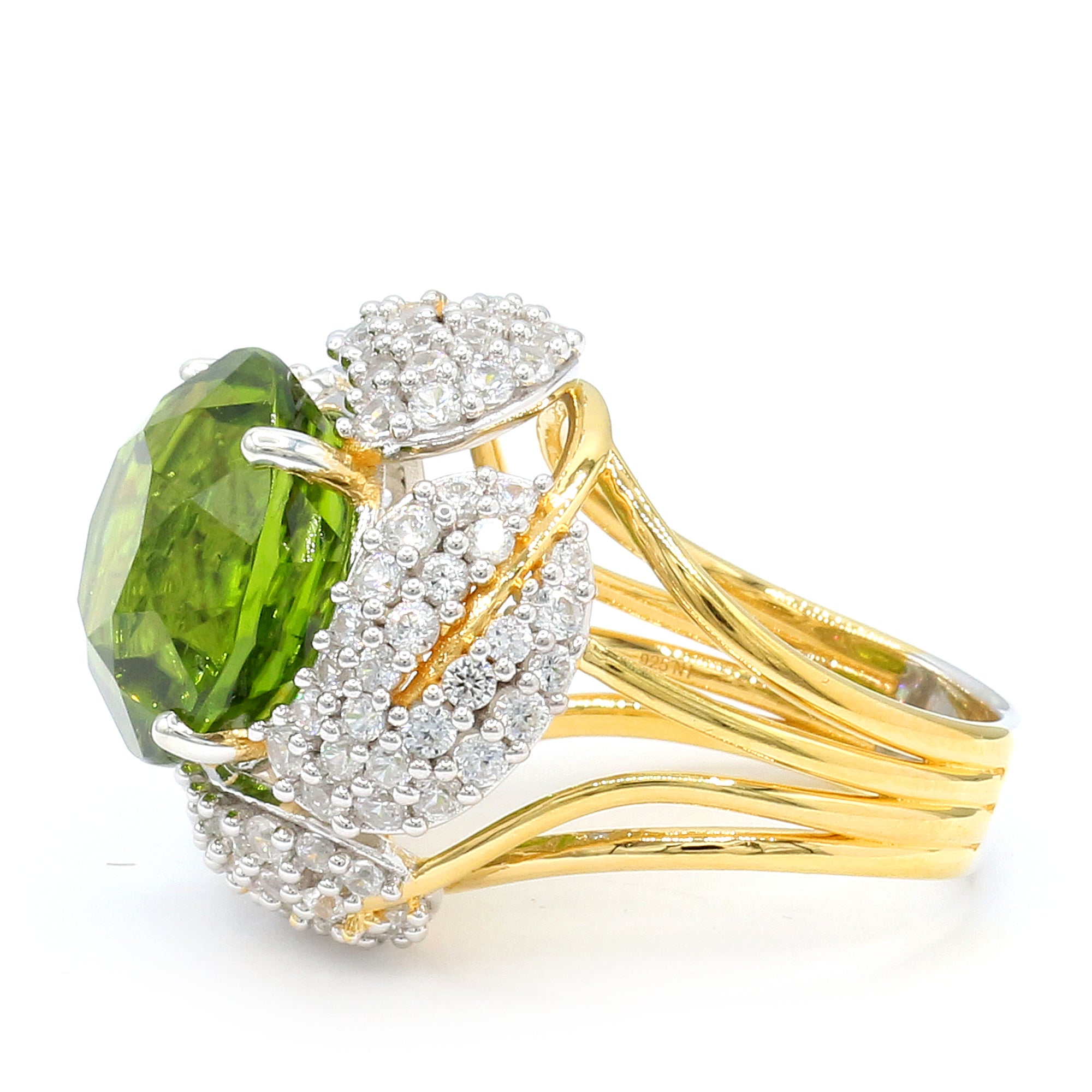 Couture Gems One-of-a-Kind 24K Palladium Silver 24.16ctw Peridot & White Zircon Ring