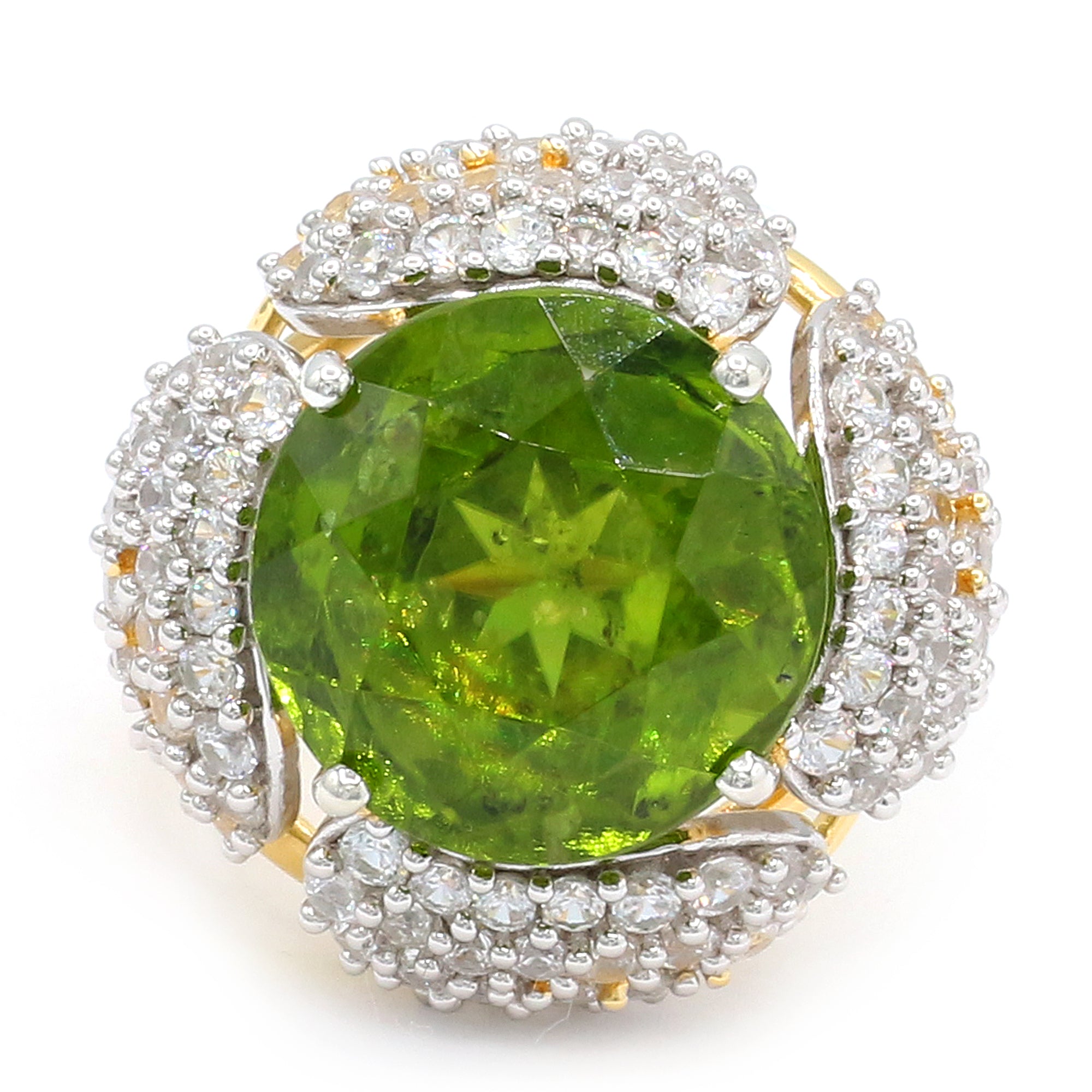 Couture Gems One-of-a-Kind 24K Palladium Silver 24.16ctw Peridot & White Zircon Ring