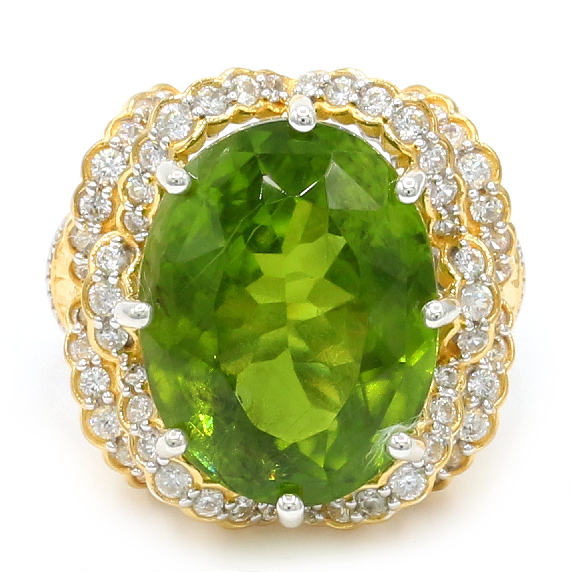Couture Gems One-of-a-Kind 24K Palladium Silver 23.47ctw Peridot & White Zircon Ring