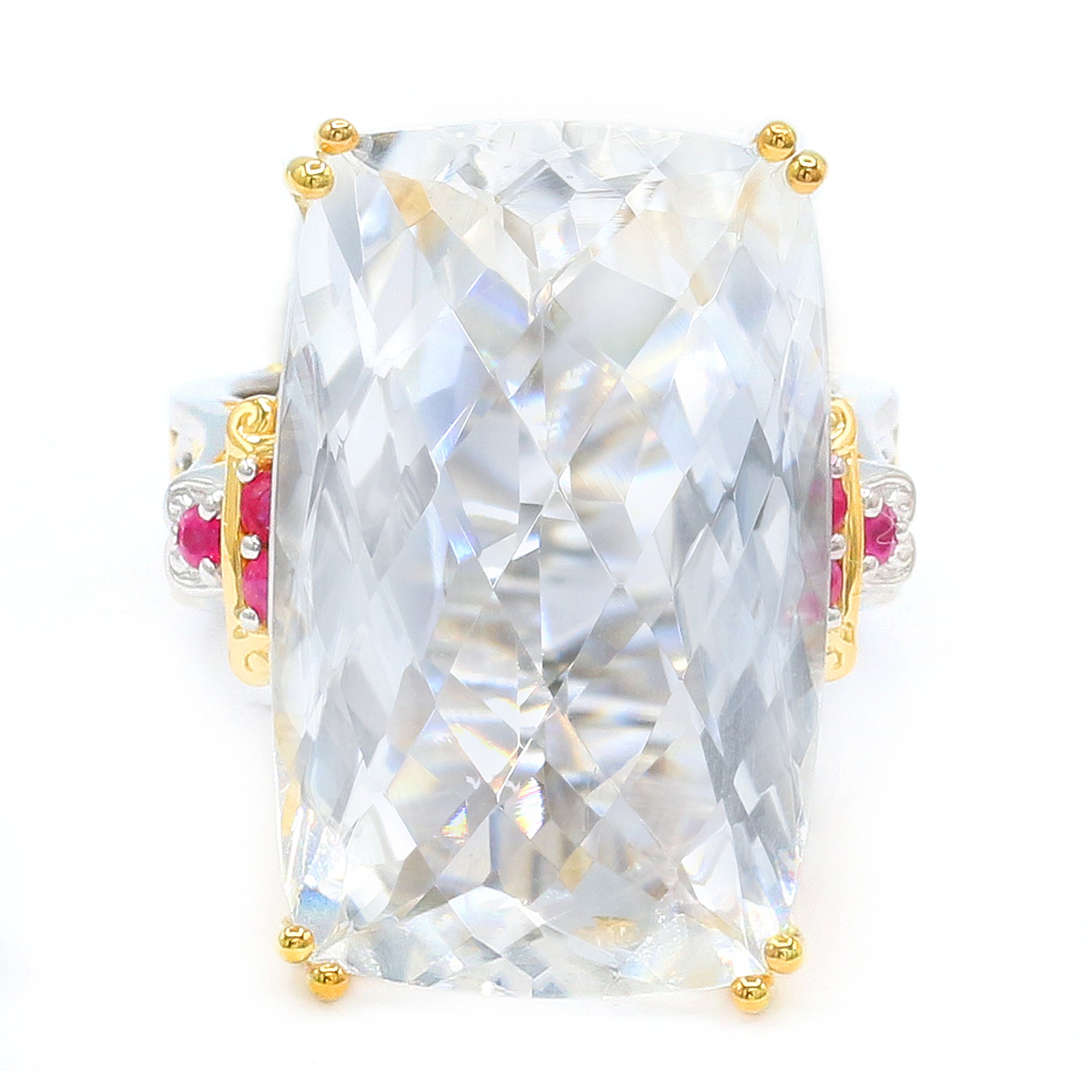 Gems en Vogue 24K Palladium Silver 30.04ctw Clear Quartz & Ruby Honker Ring