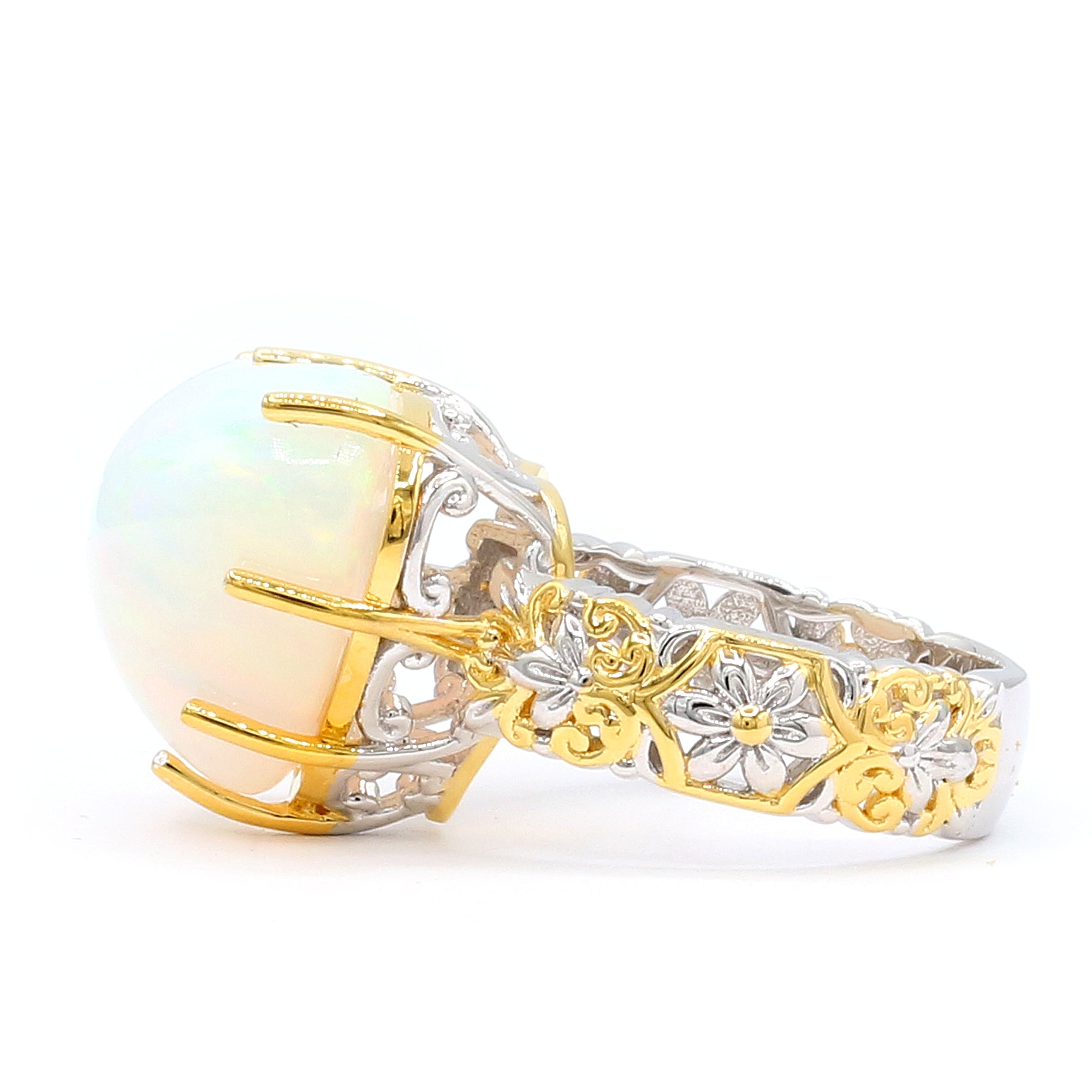 Couture Gems One-of-a-Kind 24K Palladium Silver 13.25ctw Ethiopian Opal Heart Ring