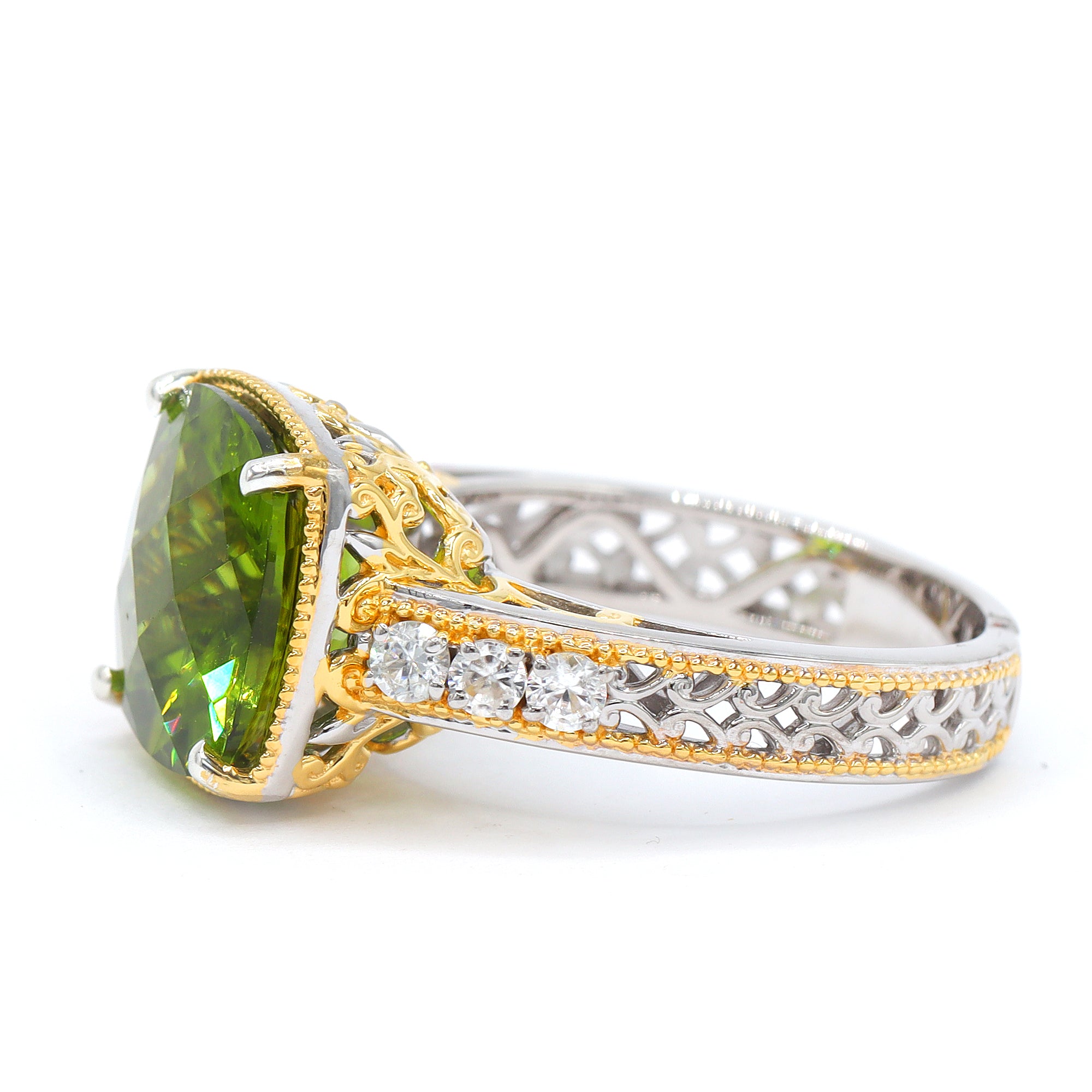 Gems en Vogue One-of-a-Kind 24K Palladium Silver 8.00ctw Peridot & White Zircon Ring