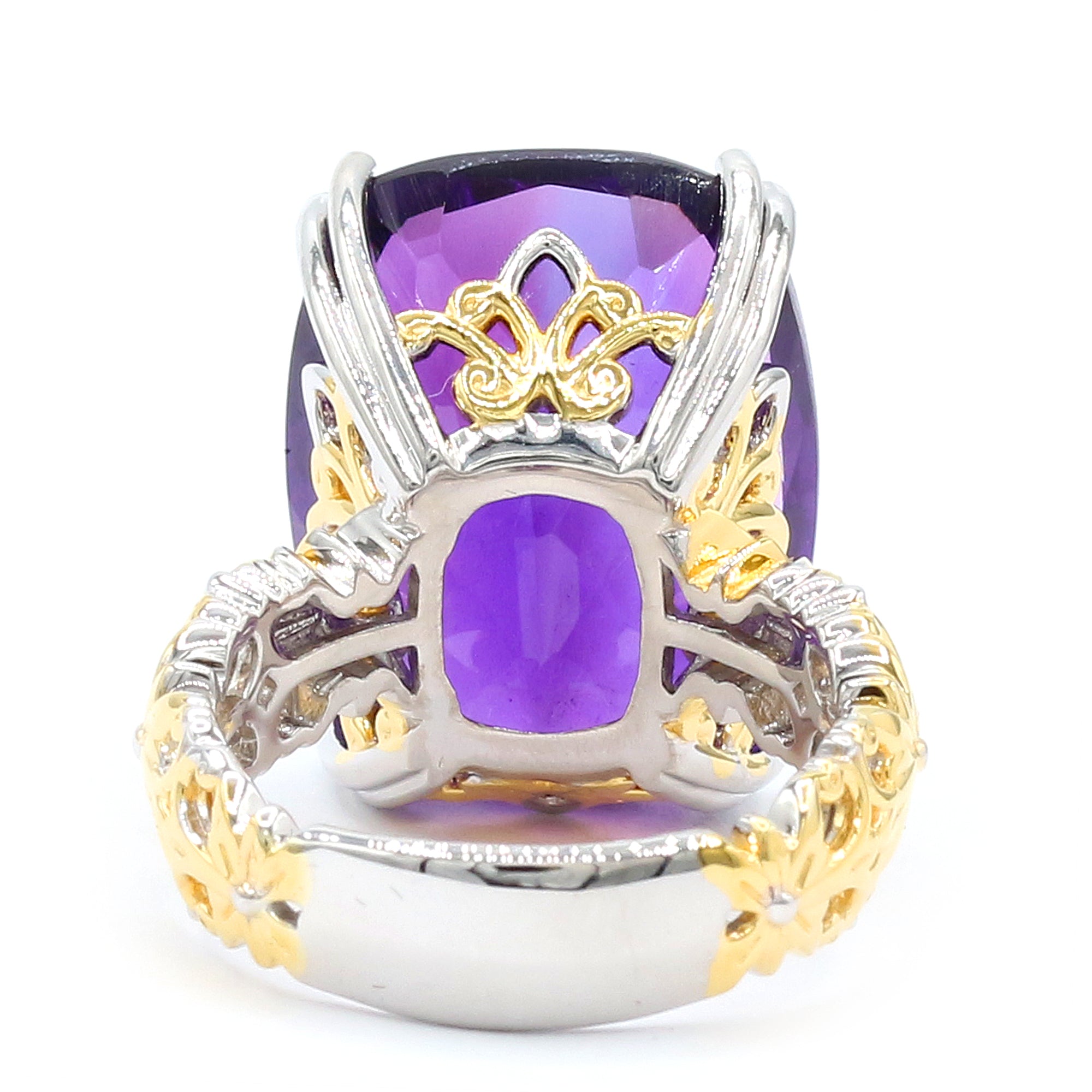 Bague Gems en Vogue en argent palladium 24 carats, améthyste de Tanzanie de 8,59 carats et zircon blanc