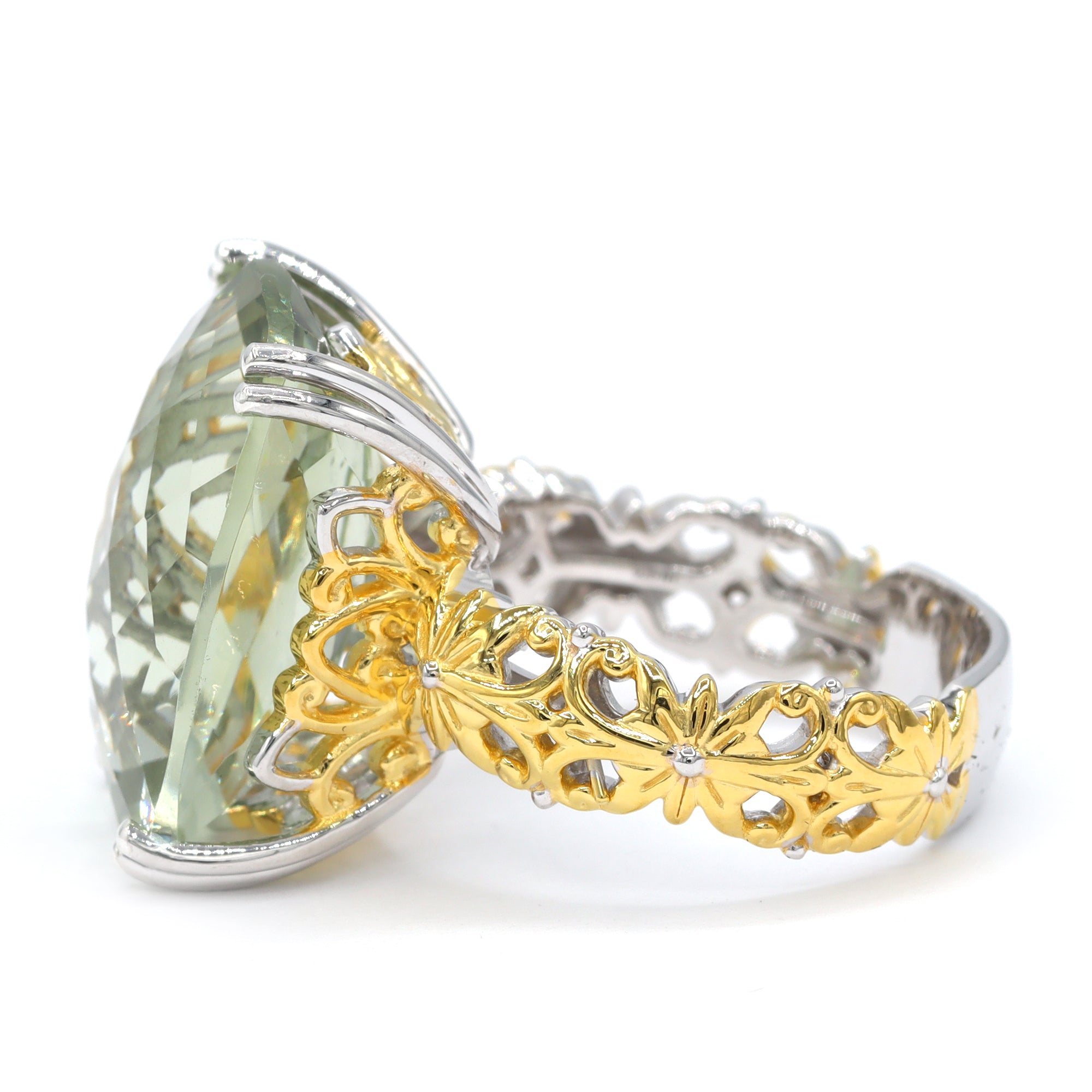 Gems en Vogue 24K Palladium Silver 18.90ctw Prasiolite Honker Ring