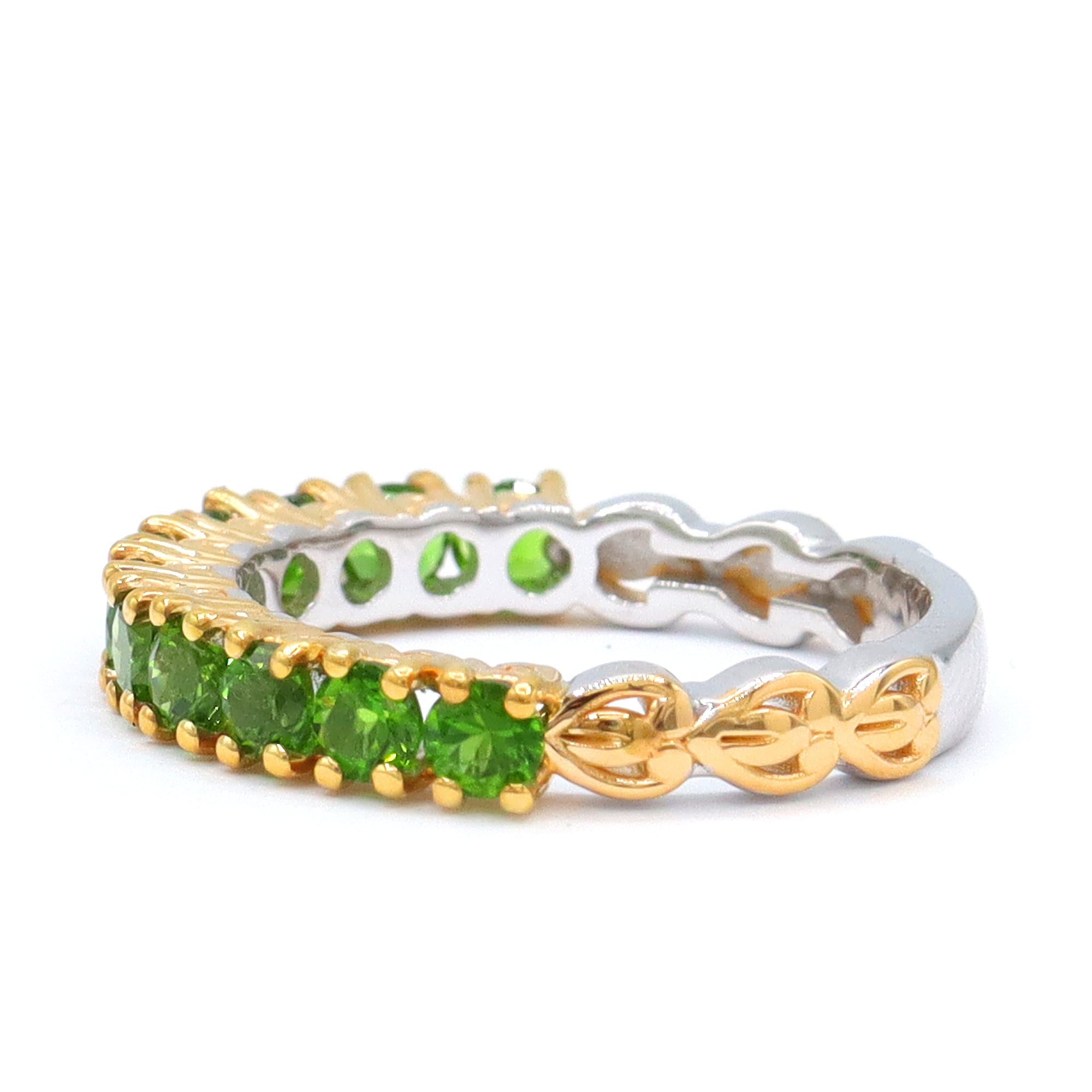 Gems en Vogue 24K Palladium Silver 1.32ctw Chrome Diopside Half Eternity Band Ring