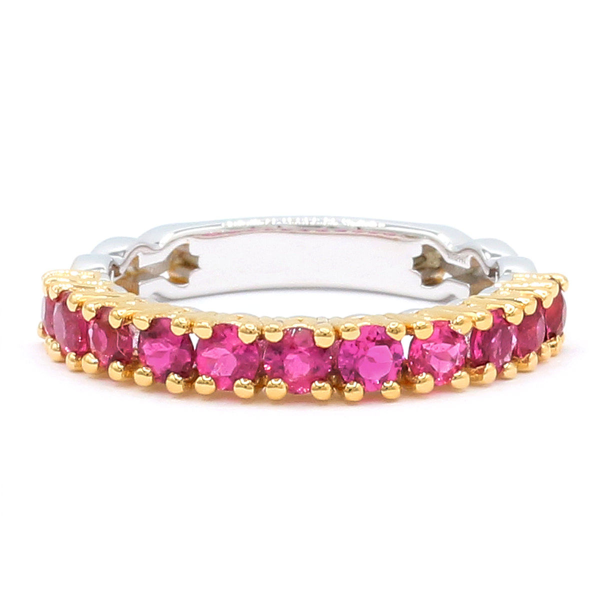 Gems en Vogue 24K Palladium Silver 1.21ctw Rubellite Half Eternity Band Ring