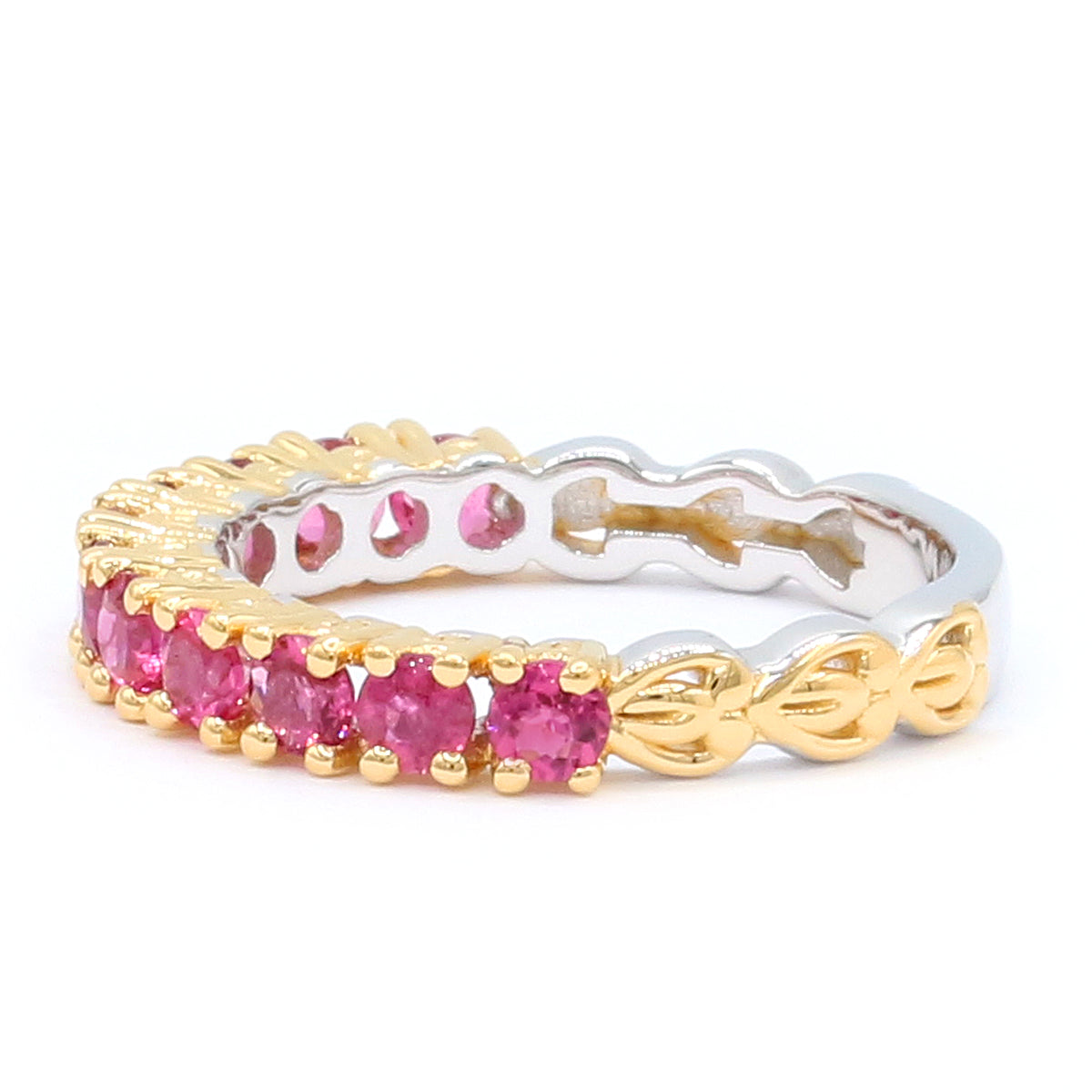 Gems en Vogue 24K Palladium Silver 1.21ctw Rubellite Half Eternity Band Ring