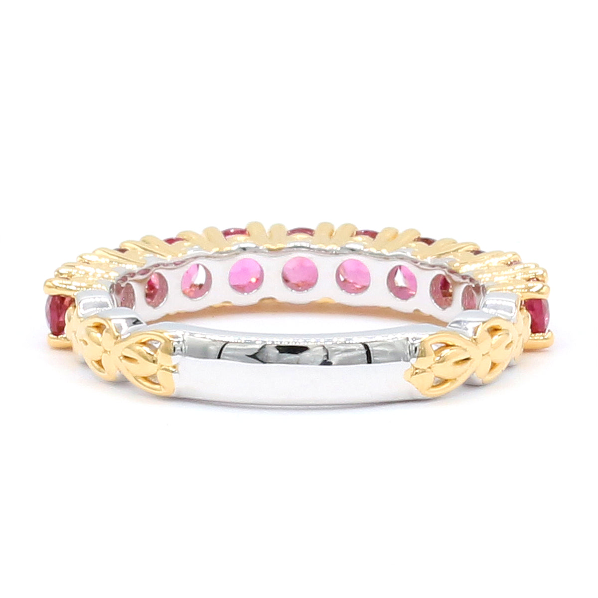 Gems en Vogue 24K Palladium Silver 1.21ctw Rubellite Half Eternity Band Ring