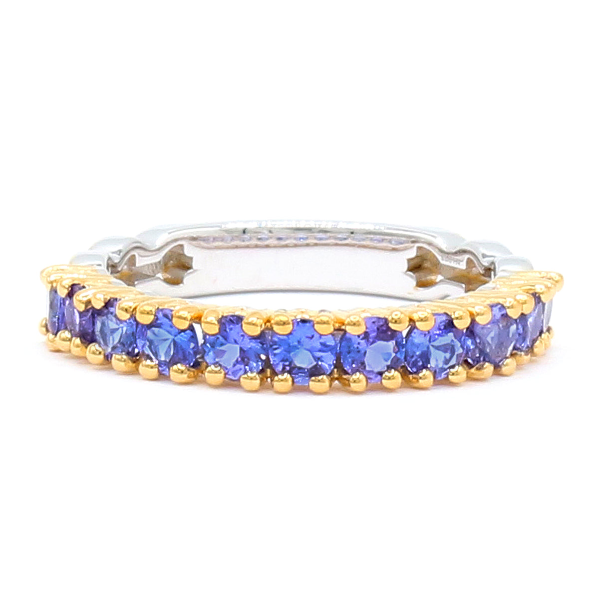 Gems en Vogue 24K Palladium Silver 1.32ctw Tanzanite Half Eternity Band Ring