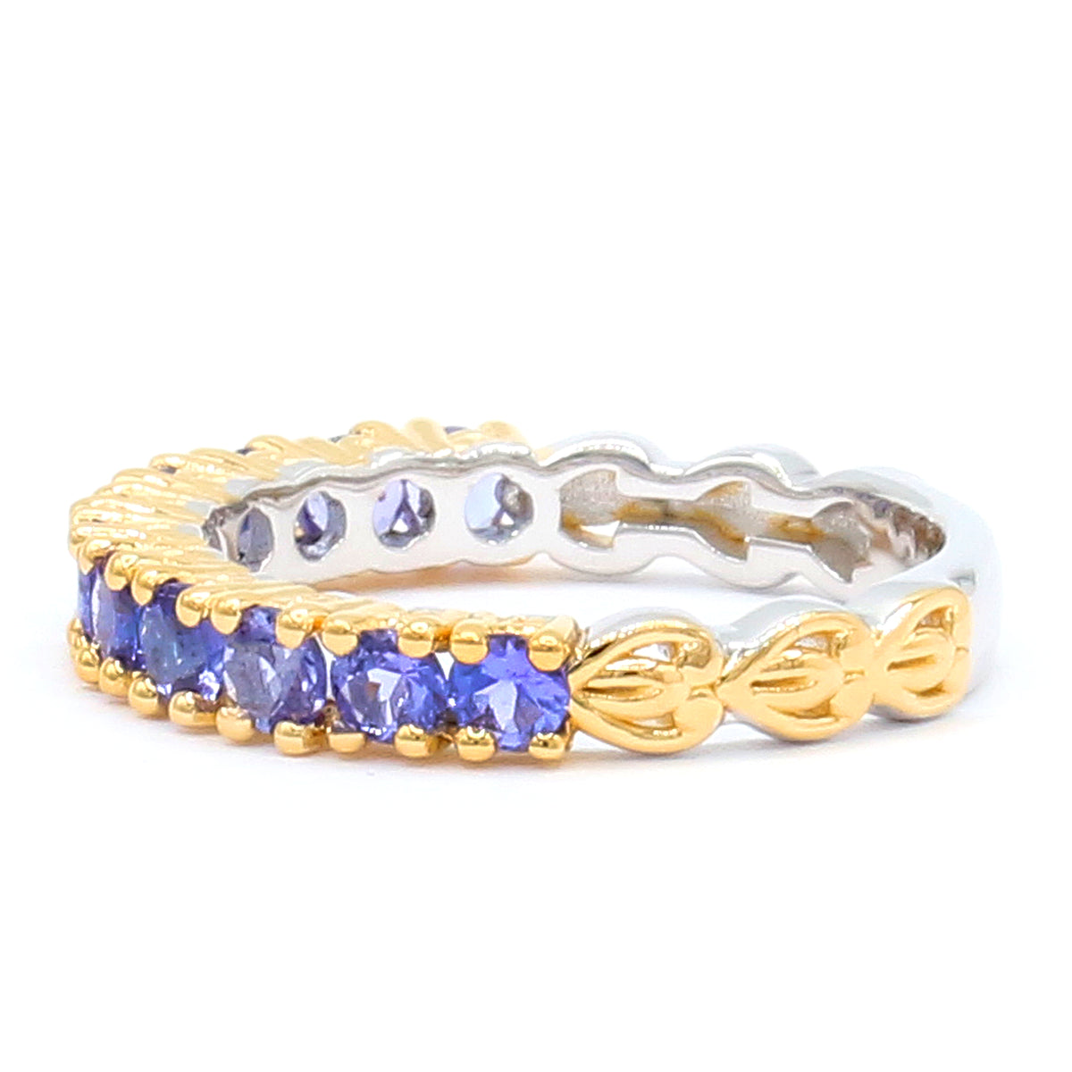 Gems en Vogue 24K Palladium Silver 1.32ctw Tanzanite Half Eternity Band Ring