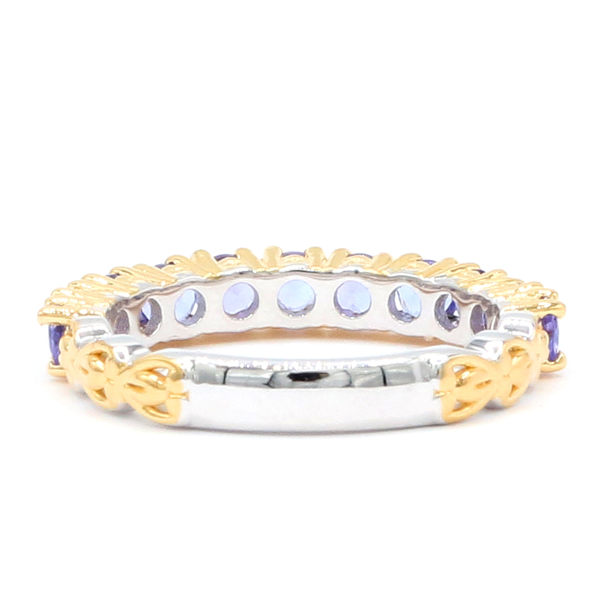 Gems en Vogue 24K Palladium Silver 1.32ctw Tanzanite Half Eternity Band Ring