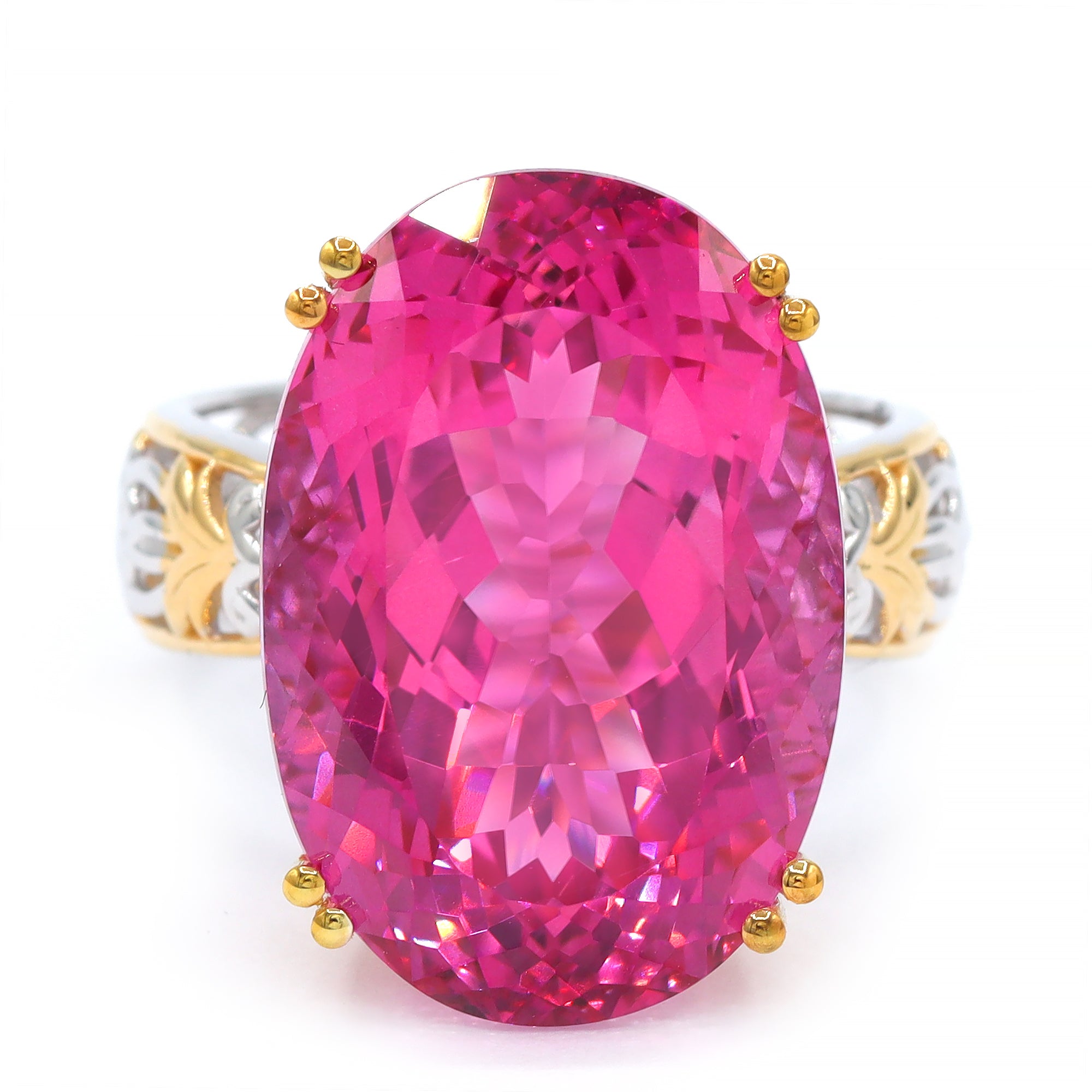 Gems en Vogue One-of-a-Kind 24K Palladium Silver 23.56ctw Pink Topaz & White Zircon Honker Ring
