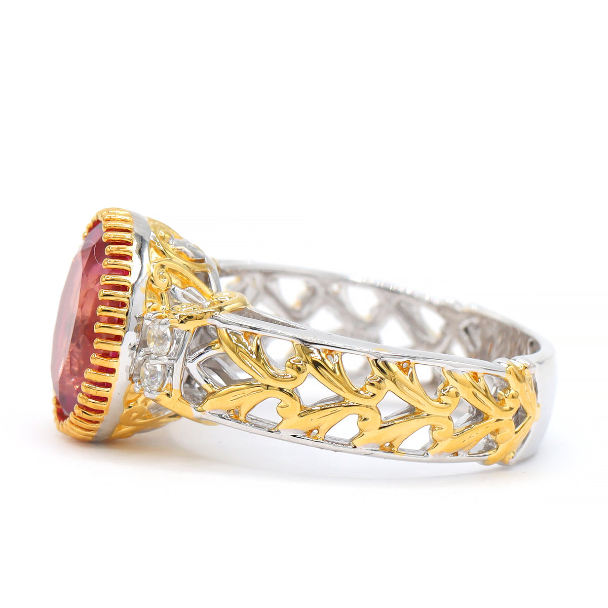 Gems en Vogue One-of-a-Kind 24K Palladium Silver 5.74ctw Pink Topaz & White Zircon Ring