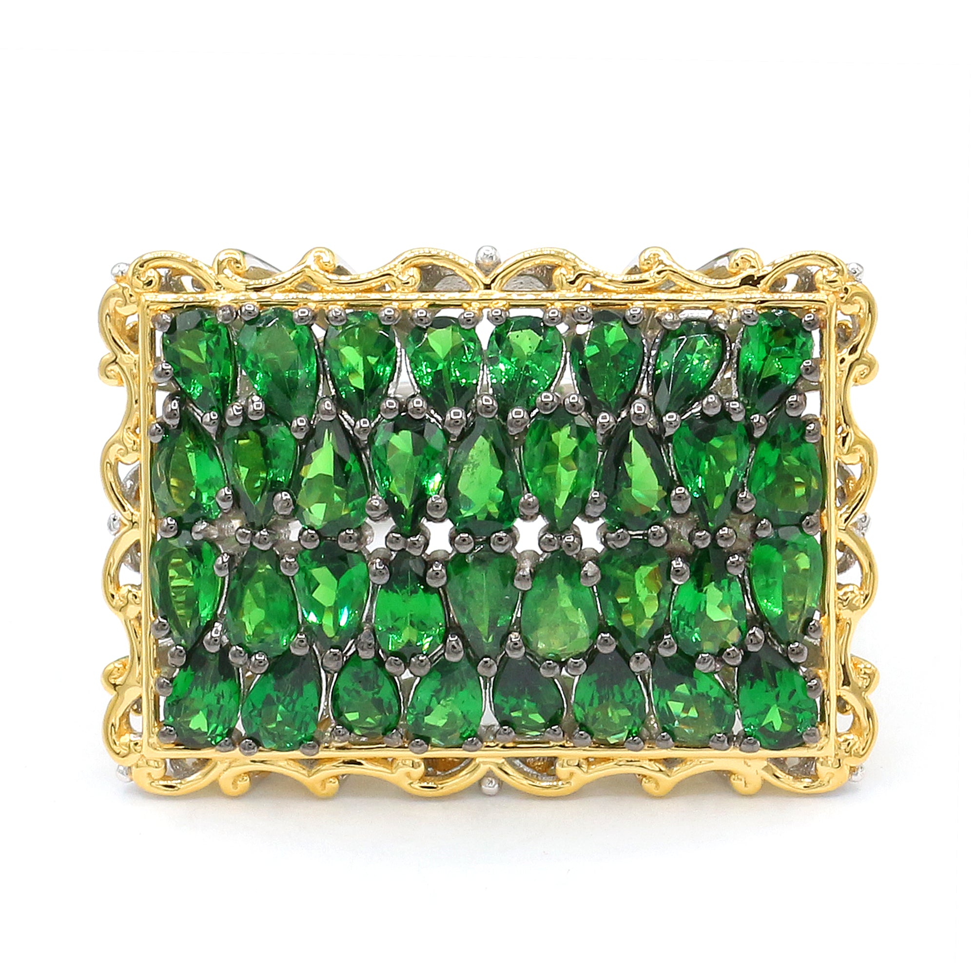 Couture Gems One-of-a-Kind 24K Palladium Silver 10.20ctw Tsavorite Garnet Band Ring