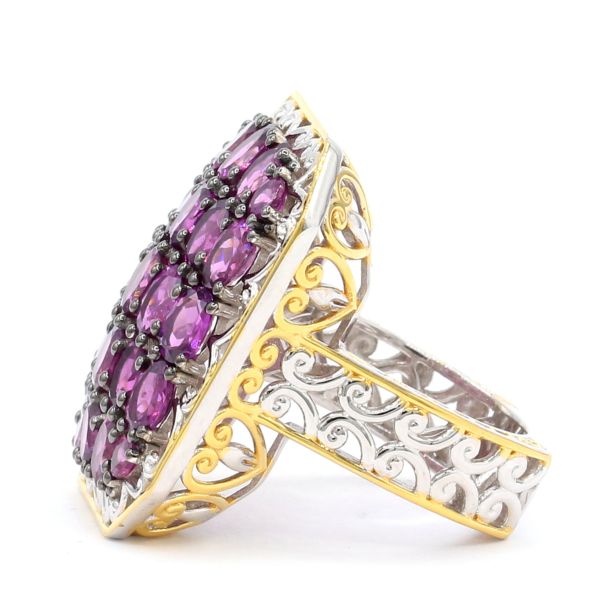 Couture Gems One-of-a-Kind 24K Palladium Silver 9.42ctw Purple Garnet Cluster Ring